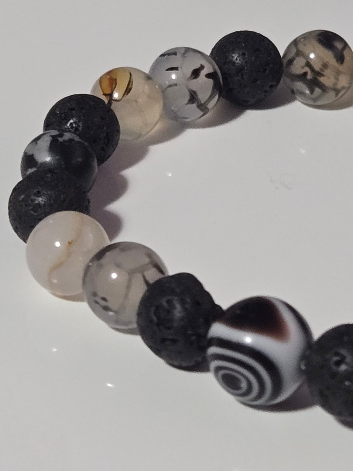 Monolith Bracelet – Agate, Lava Stone & Dzi Accent