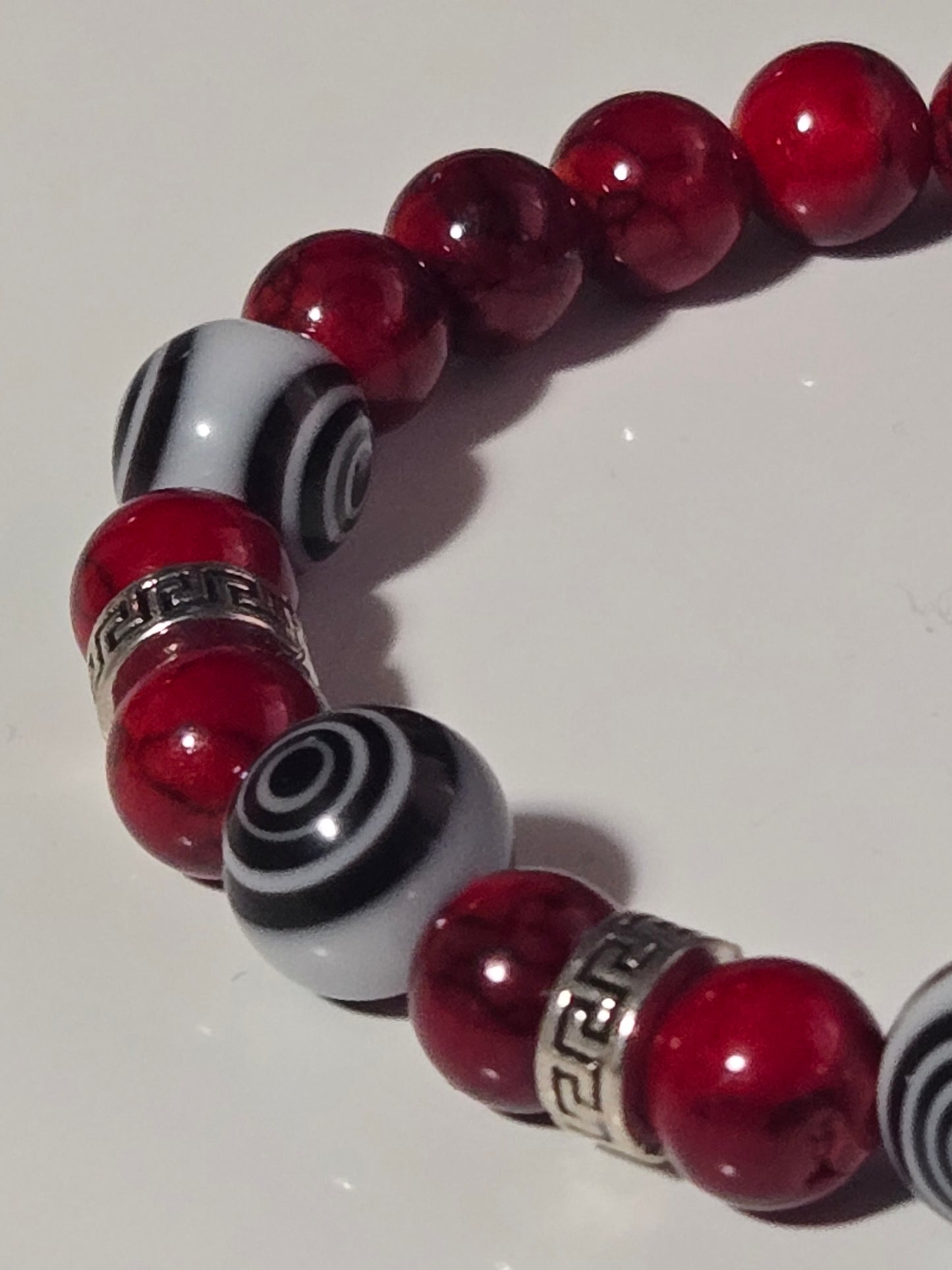 Crimson Labyrinth Bracelet – Red Jasper & Black Agate Statement Design