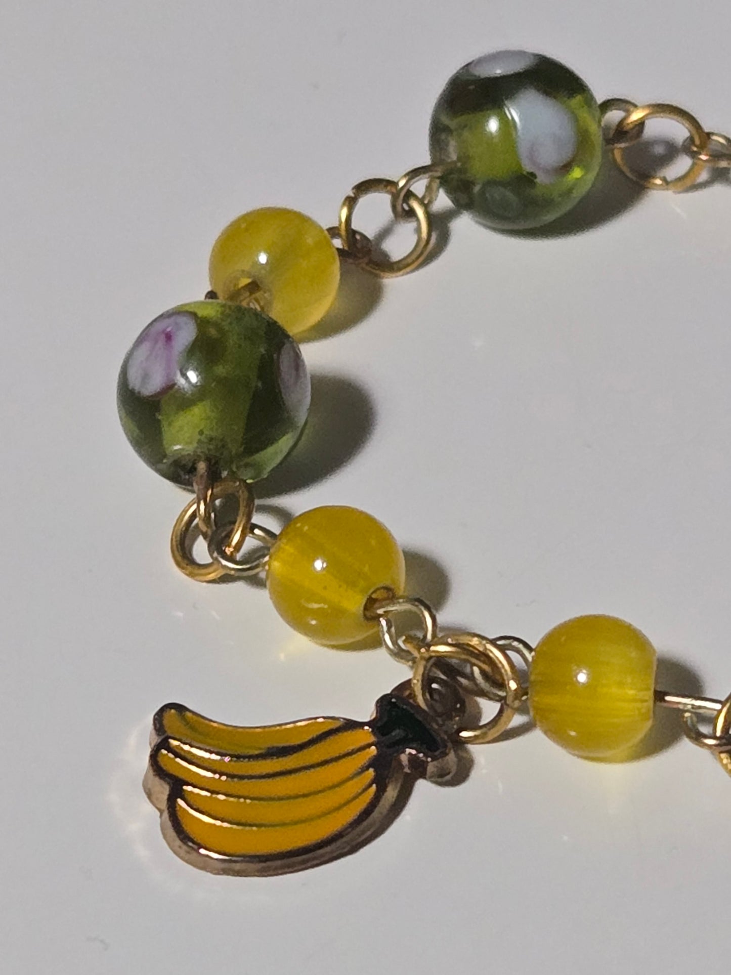 Banana Bloom Bracelet – Yellow Glass Beads & Floral Accents