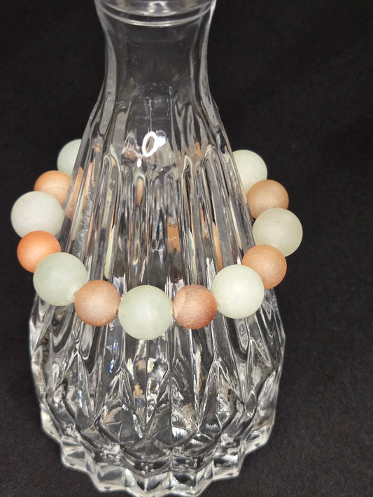 Sunkissed Frost Bracelet – Matte Amazonite & Peach Moonstone