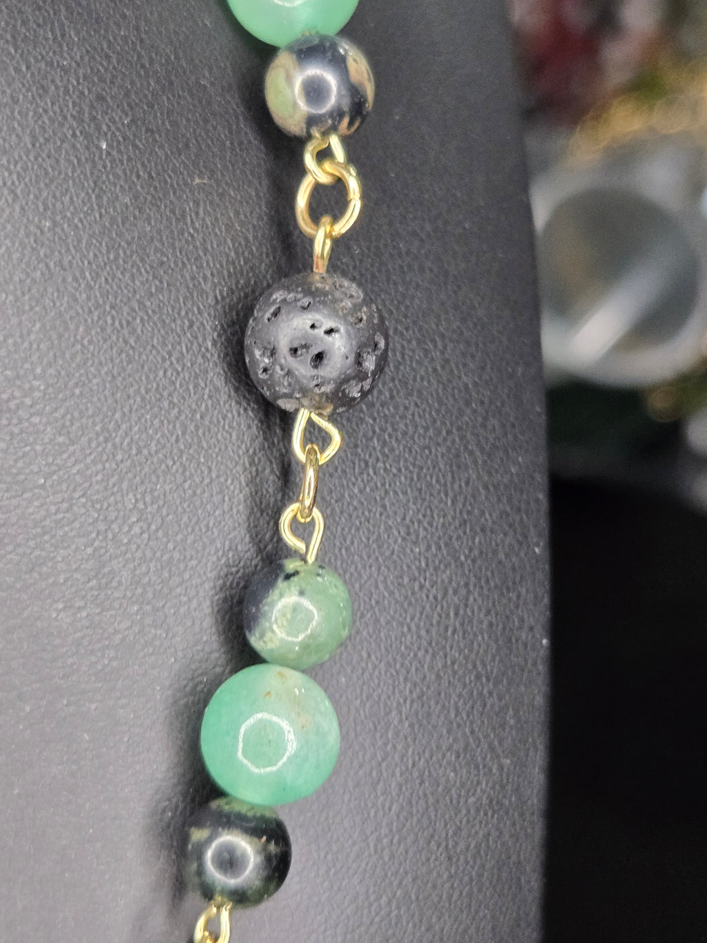 Black Jade Flower Necklace