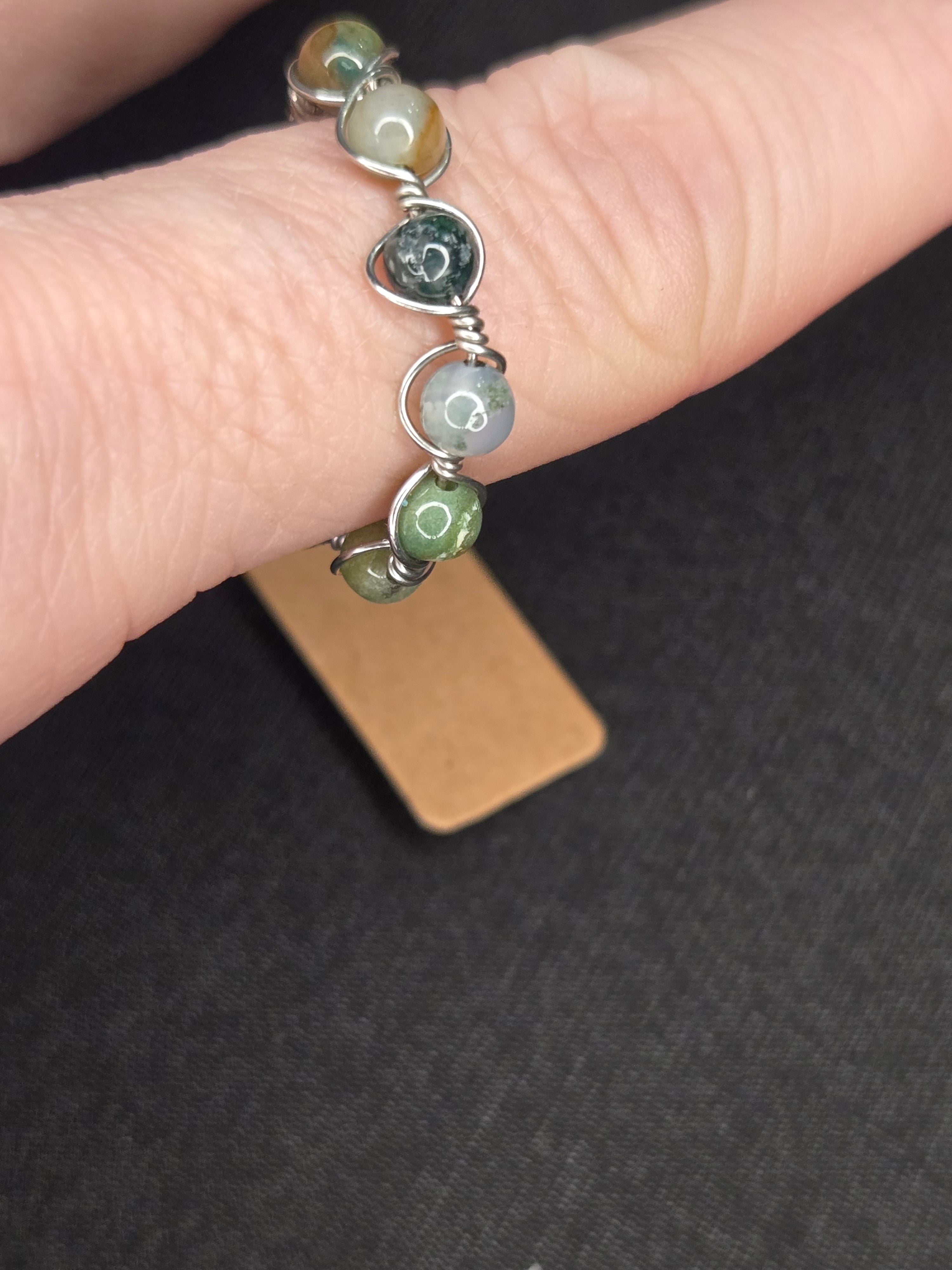 🌱 Moss Agate Wire Ring