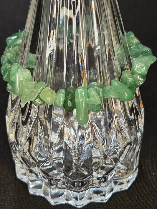 Green Aventurine Chip Stone Stretch Bracelet