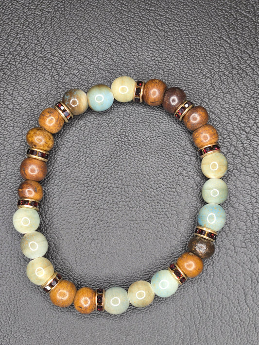 Earthen Harmony Bracelet – Natural Jasper & Amazonite Gemstone Balance