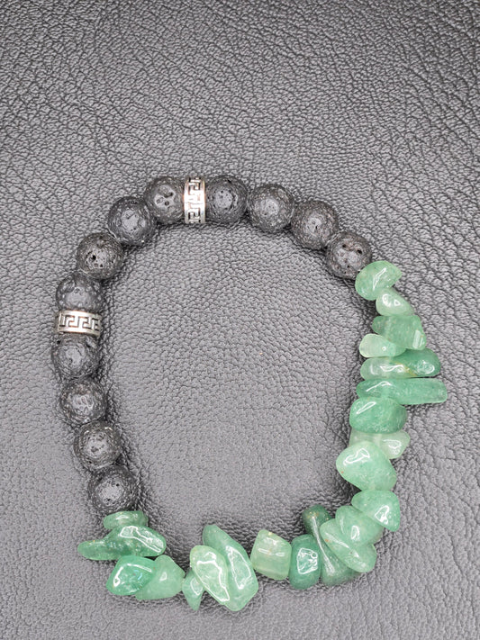 Forest Ember Gemstone Bracelet – Green Aventurine & Lava Stone Grounding Energy