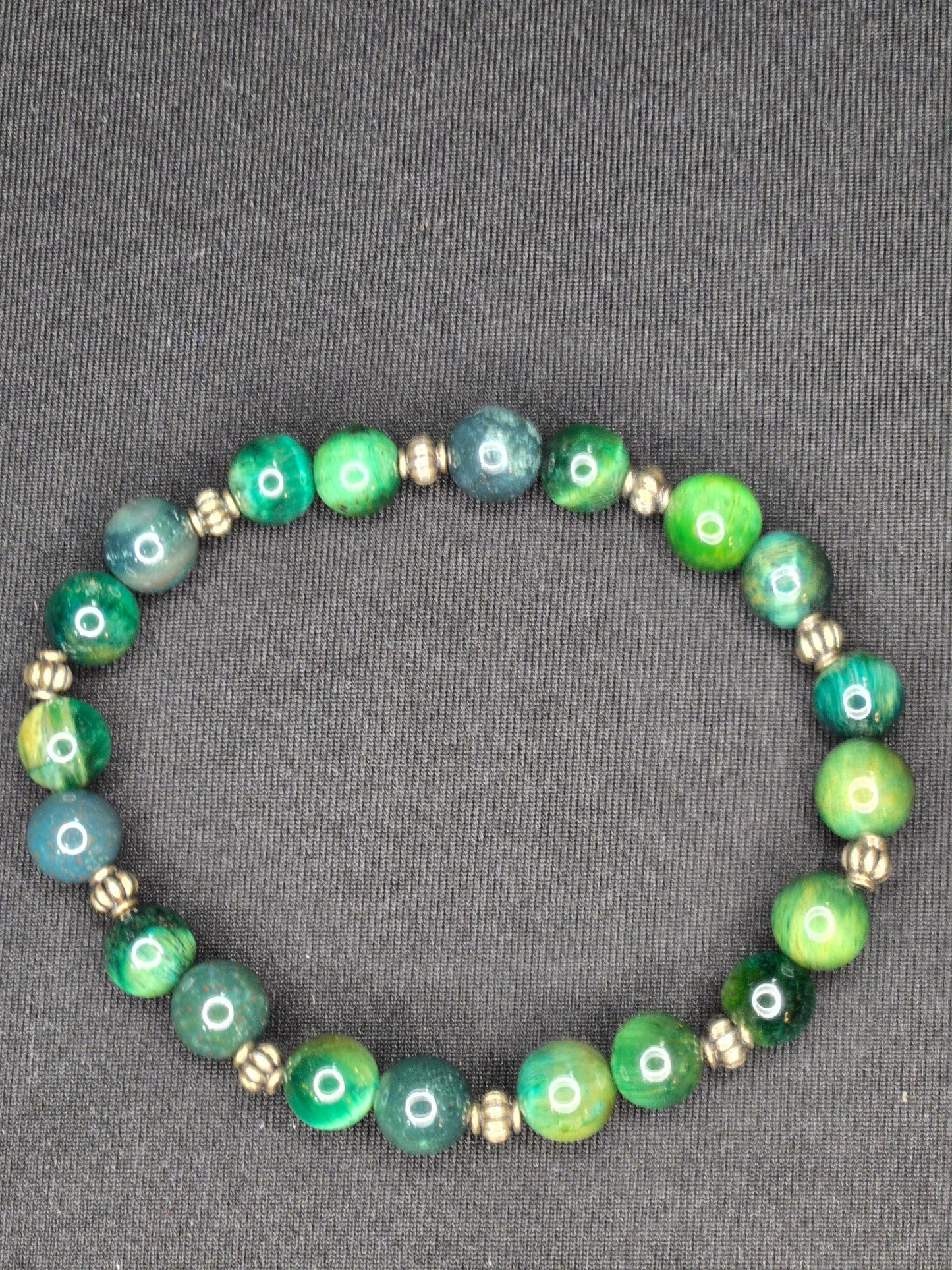 Enchanted Grove Gemstone Bracelet – Green Agate & Antique Silver Balance