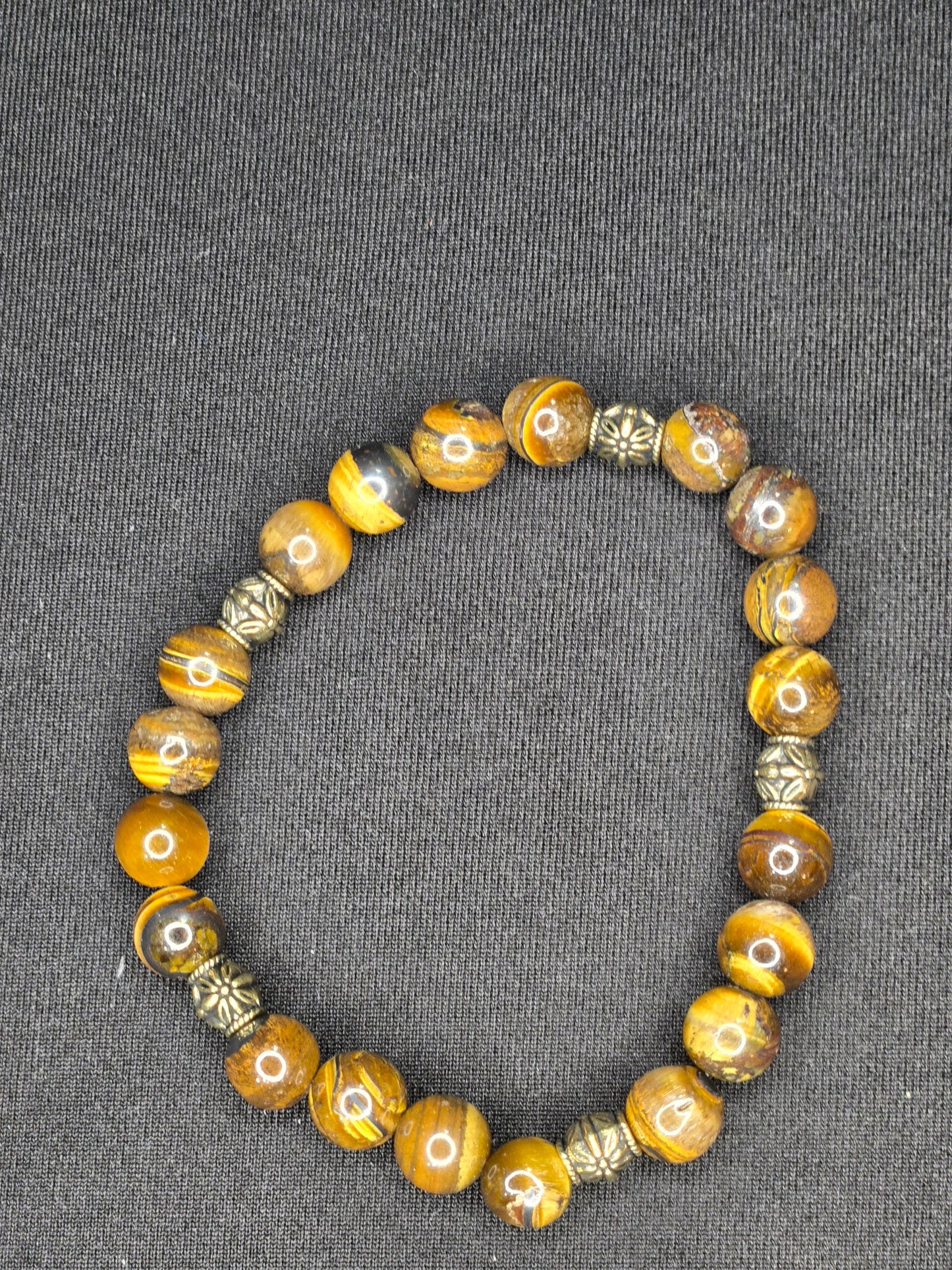 Golden Veil Gemstone Bracelet – Tiger’s Eye & Antique Brass Protection