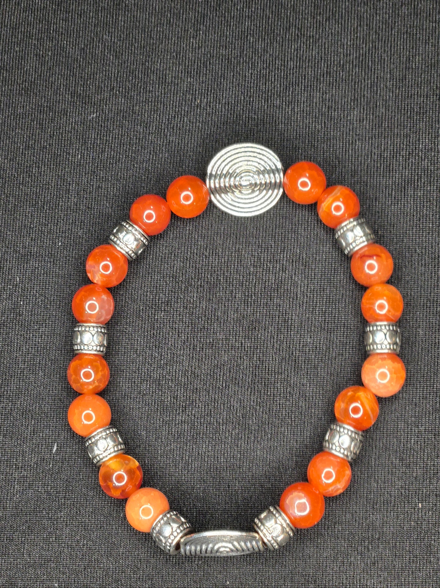 Solar Ember Gemstone Bracelet – Red Agate & Silver Accent Strength