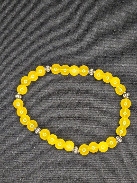 Solar Bloom Gemstone Bracelet – Yellow Agate & Silver Accent Vitality