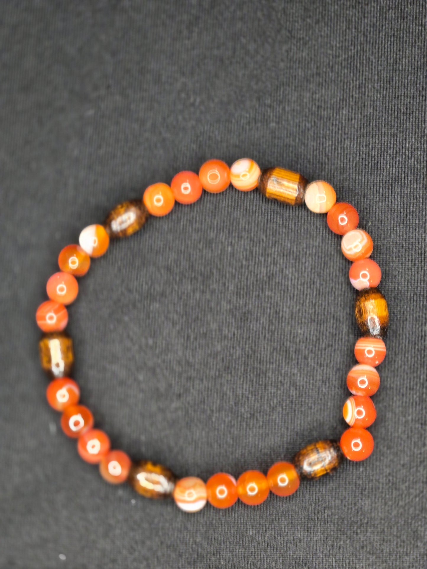 Sunfire Agate Gemstone Bracelet – Red Banded Agate & Tiger’s Eye Energy