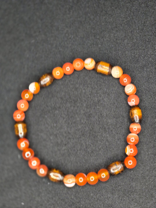 Sunfire Agate Gemstone Bracelet – Red Banded Agate & Tiger’s Eye Energy