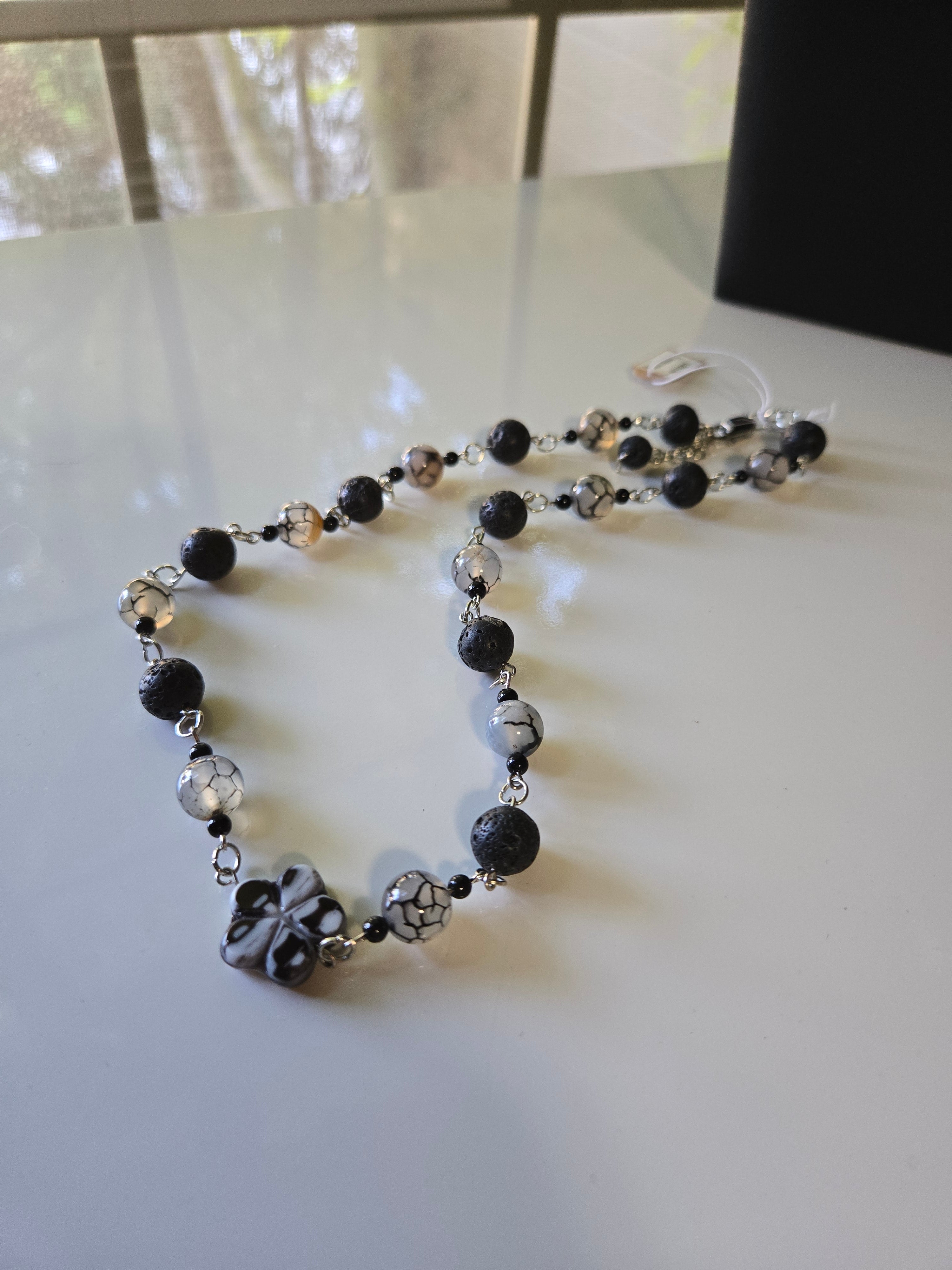 Obsidian Bloom Agate Necklace