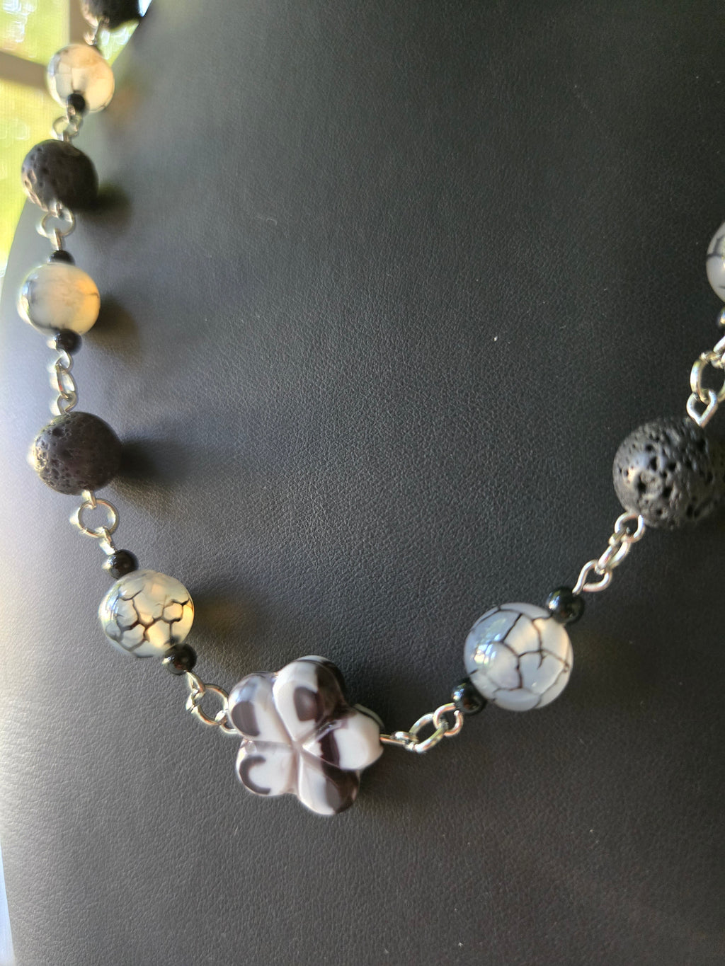 Obsidian Bloom Agate Necklace