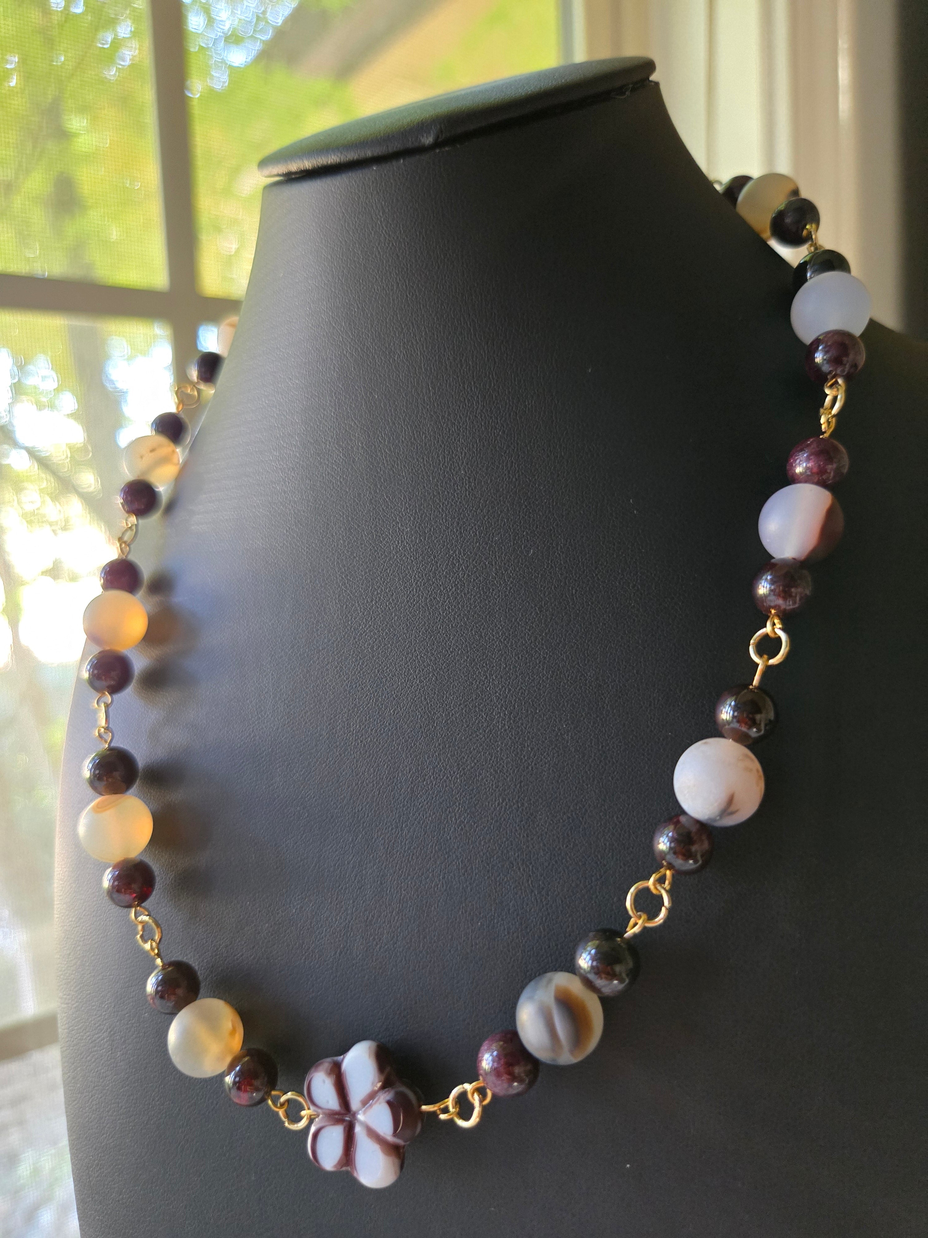 Crimson Bloom Agate Necklace