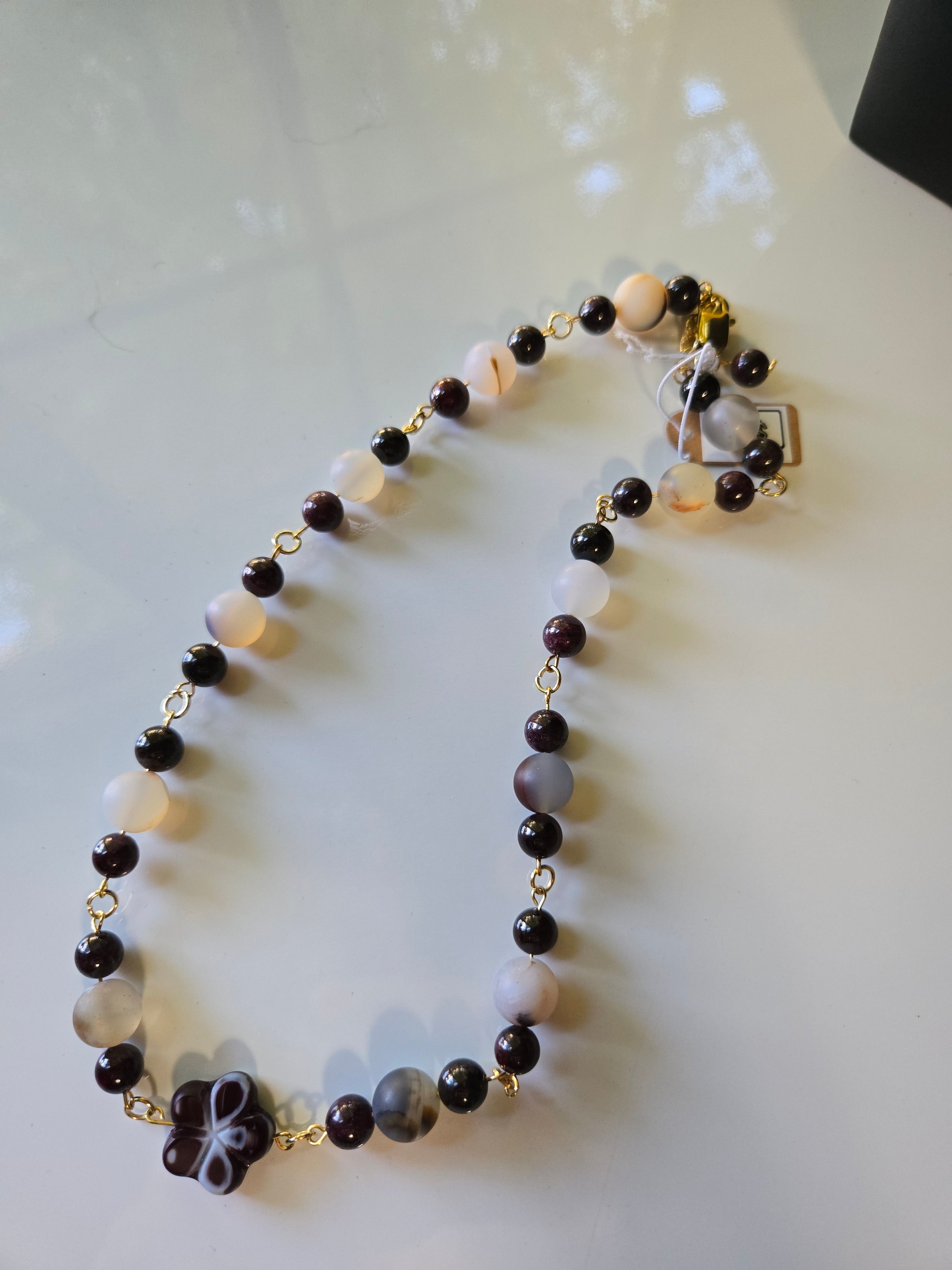 Crimson Bloom Agate Necklace