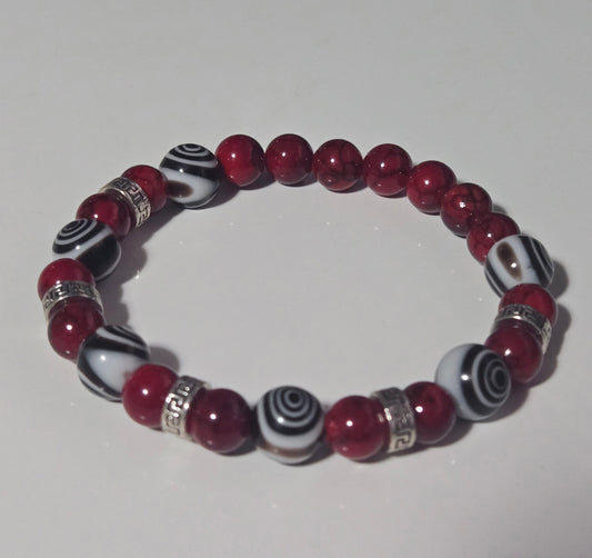 Crimson Labyrinth Bracelet – Red Jasper & Black Agate Statement Design