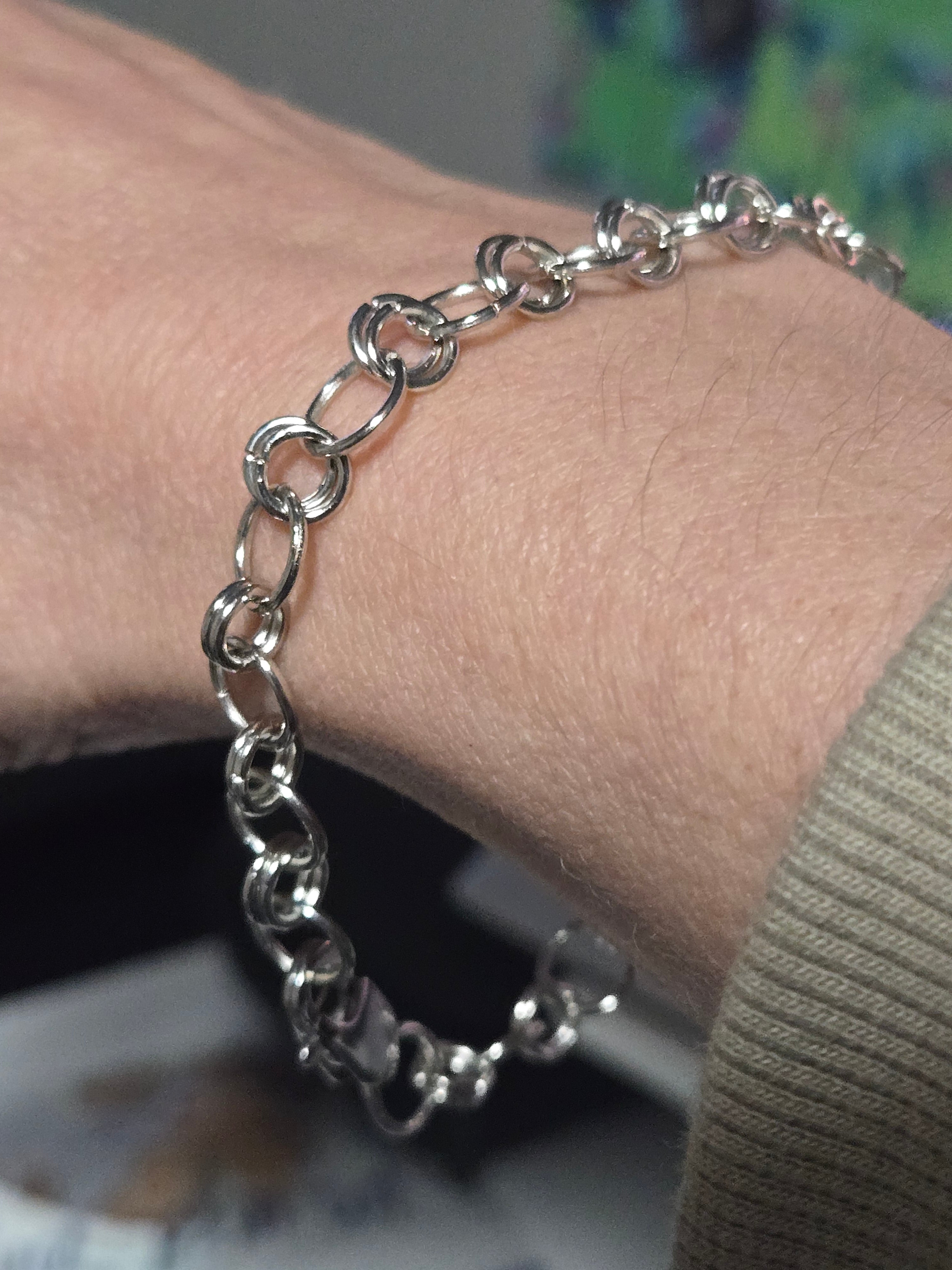 Handcrafted Silver-Tone Chainmail Bracelet