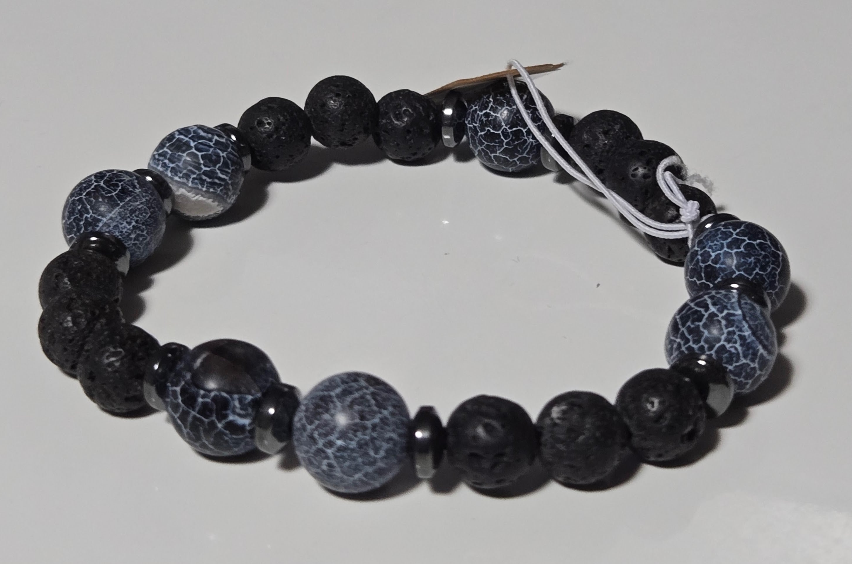 Midnight Frost Lava Stone Bracelet