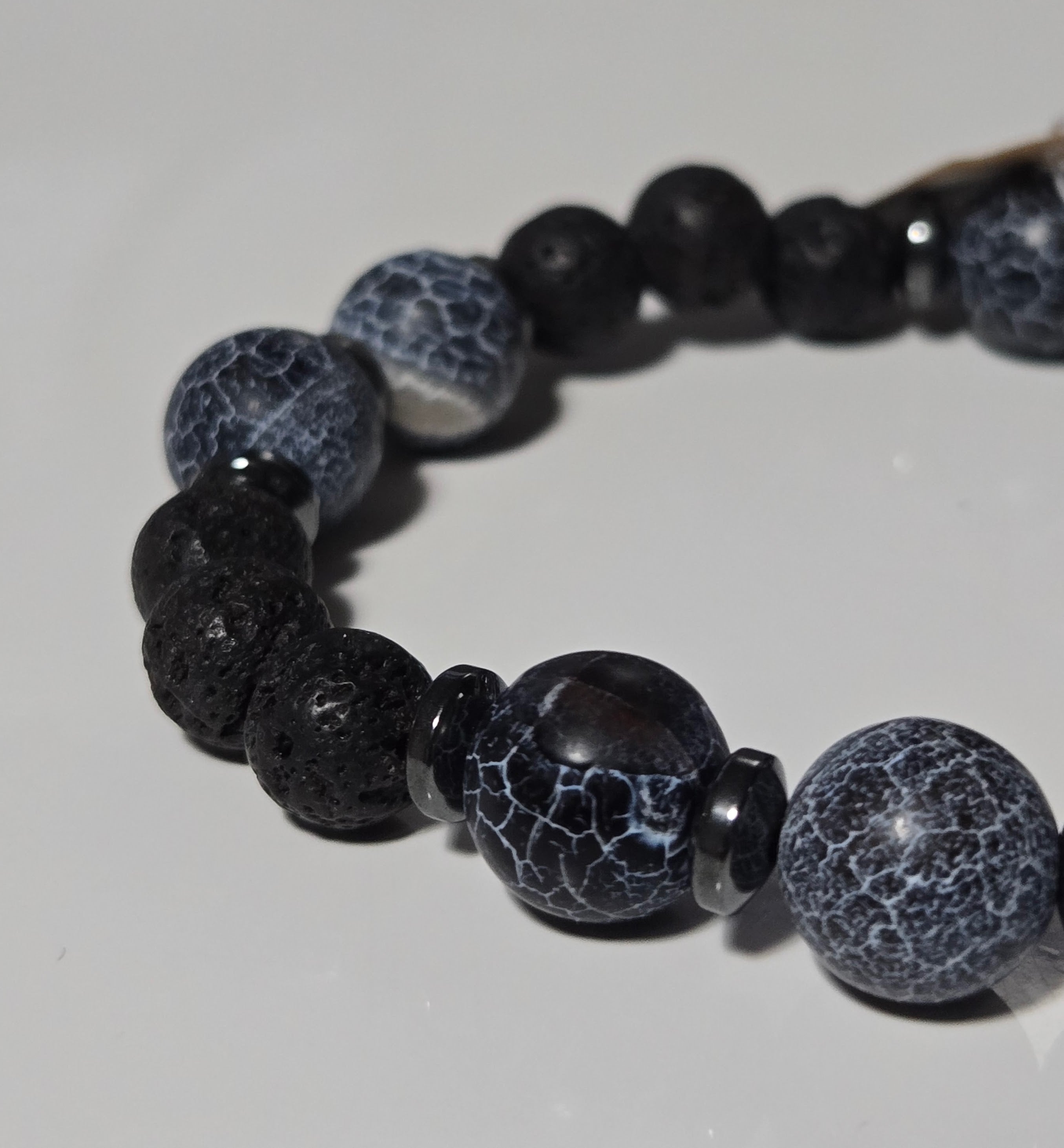Midnight Frost Lava Stone Bracelet