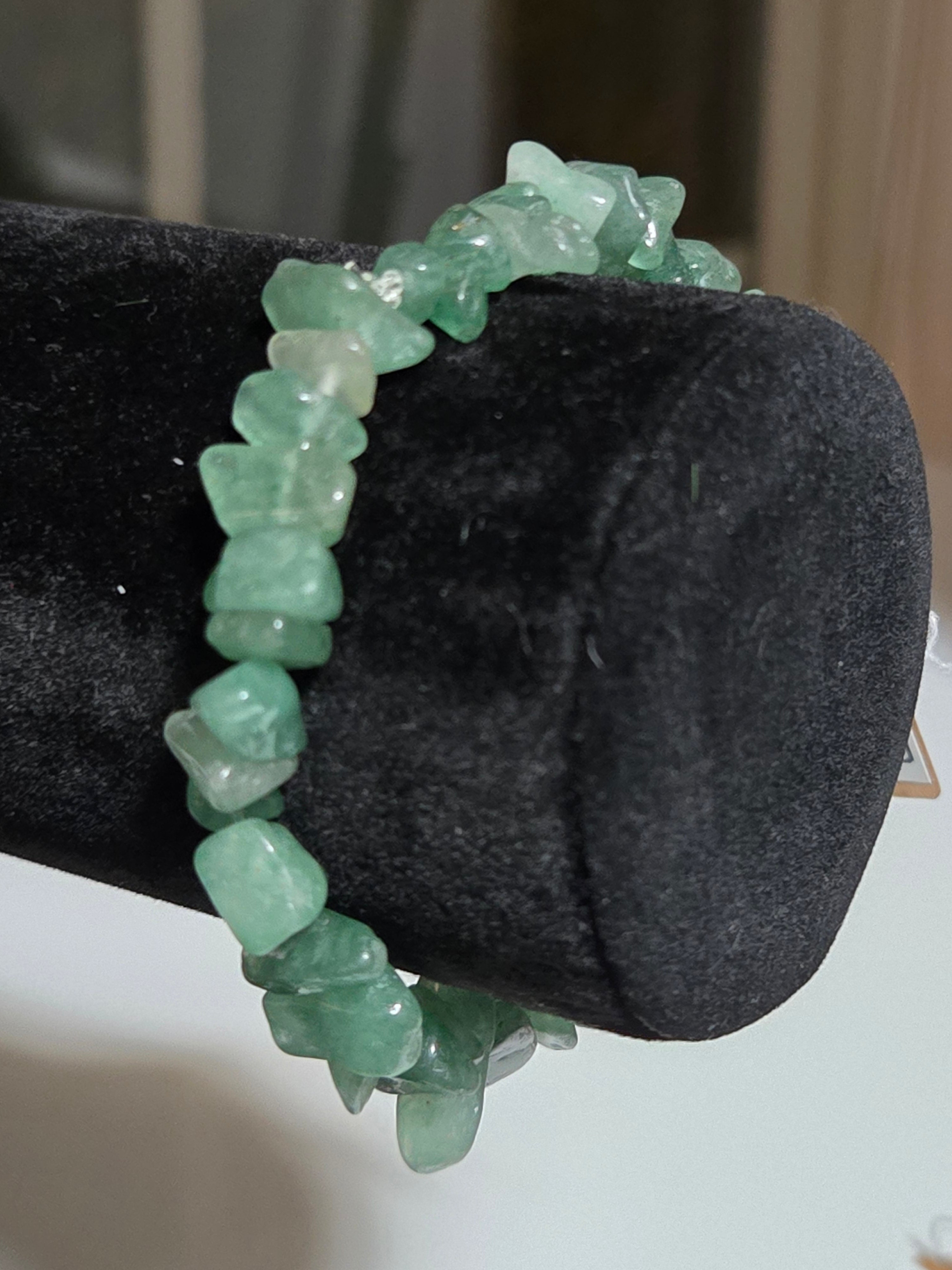 Green Aventurine Chip Stone Stretch Bracelet