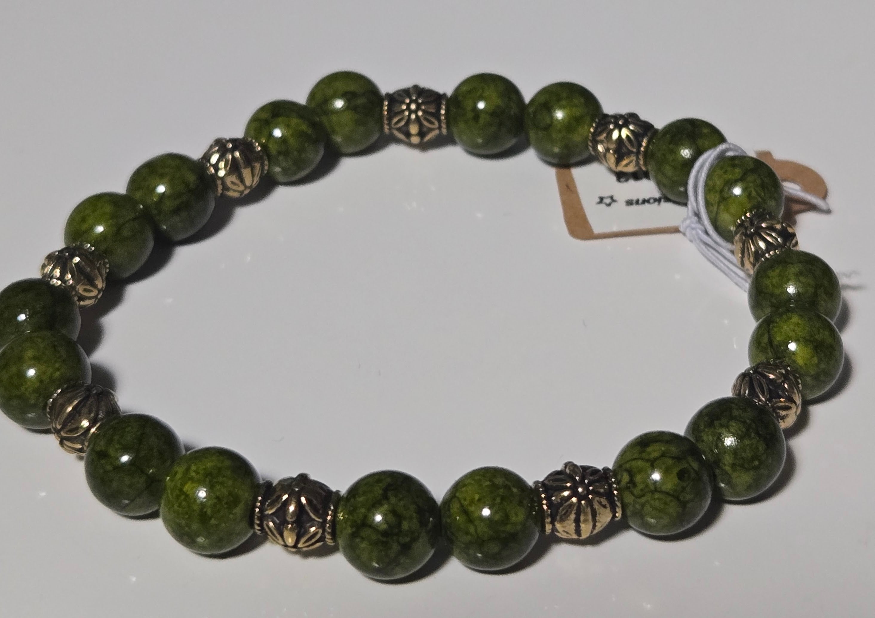 Olive Relic Bracelet — Green Jasper & Antique Brass Beads