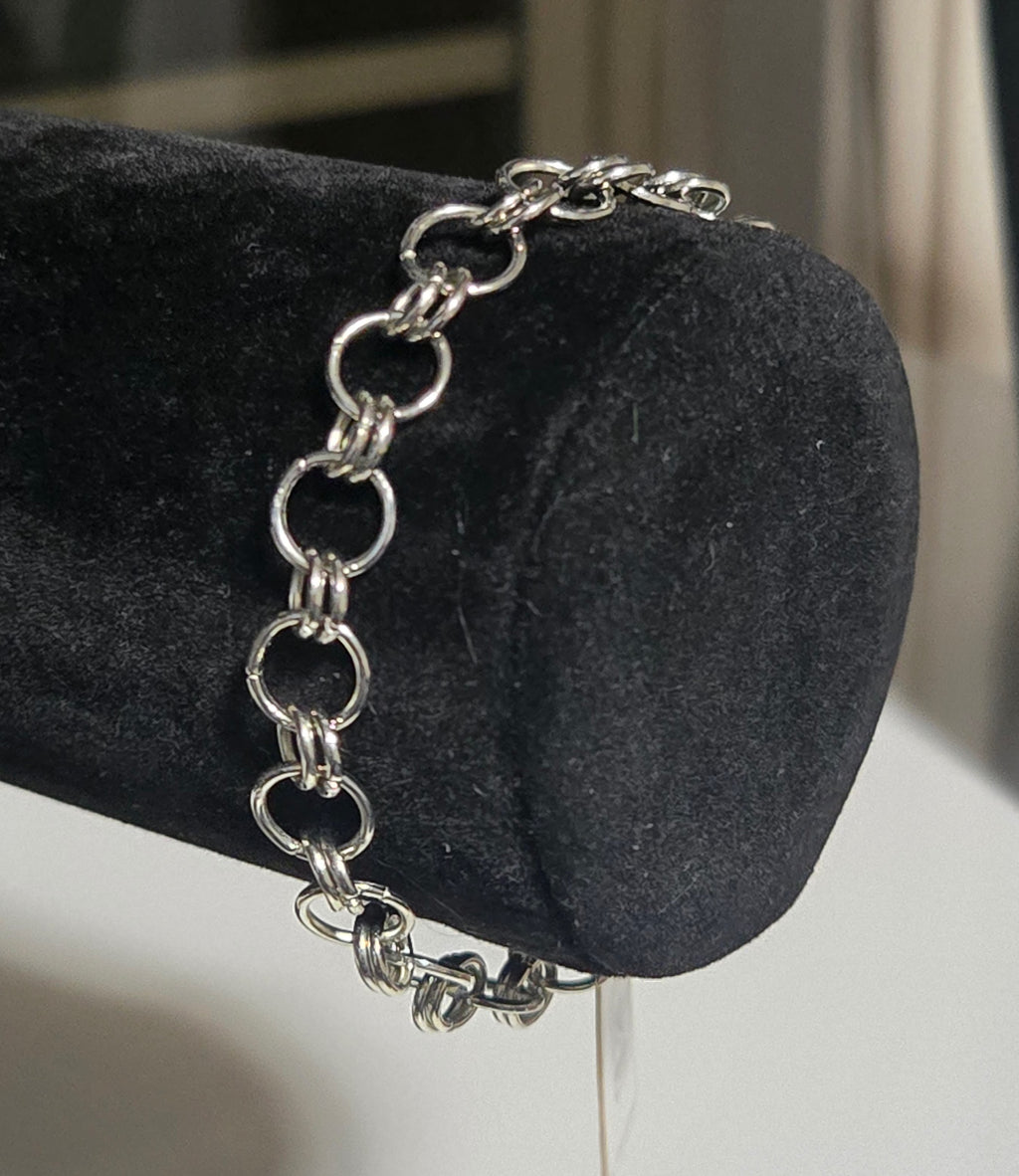 Handcrafted Silver-Tone Chainmail Bracelet