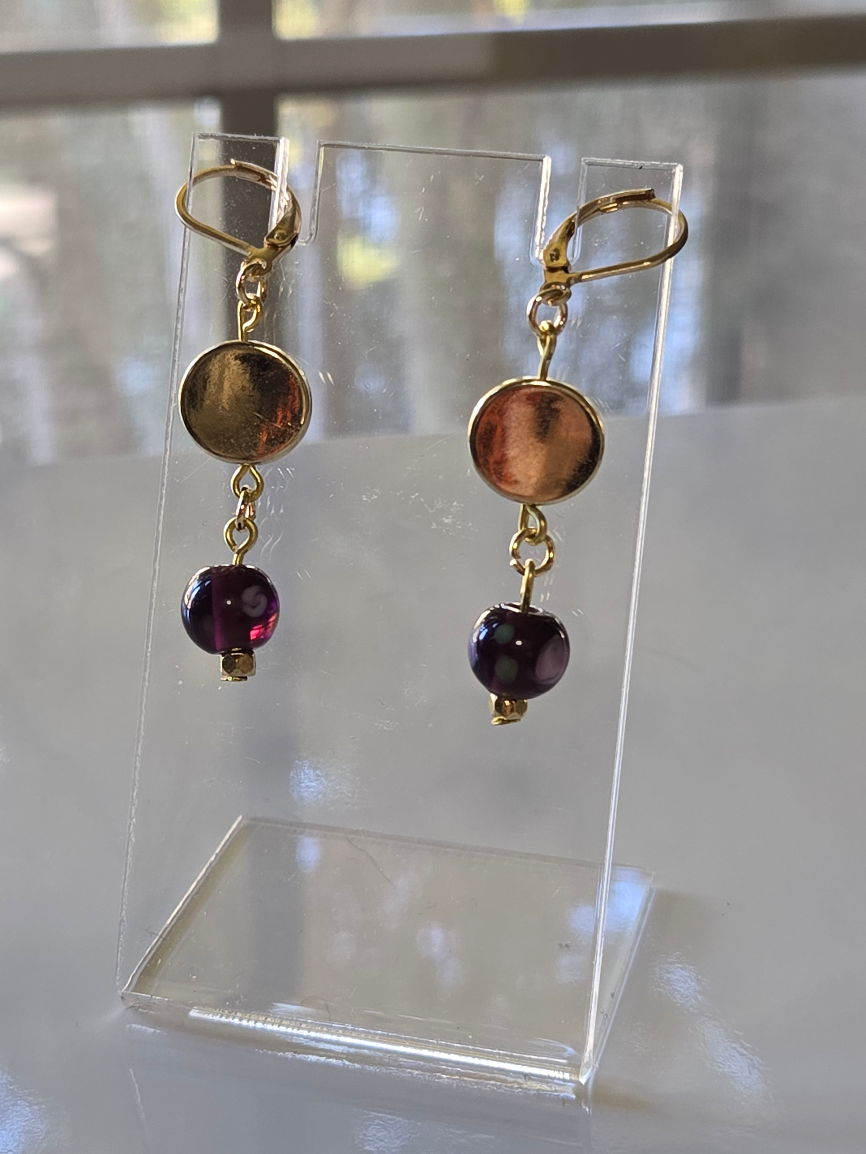 Golden Bloom Glass Earrings