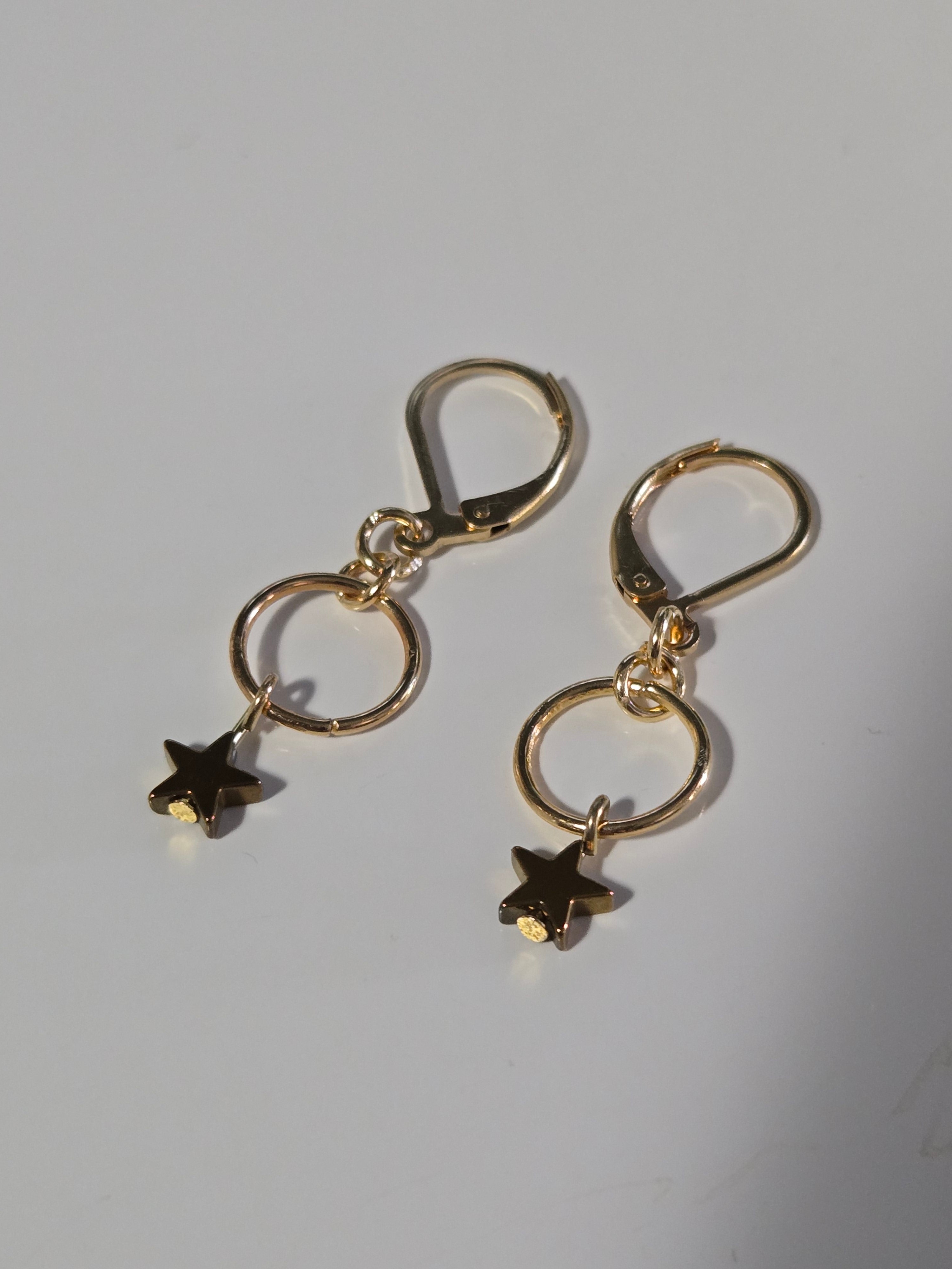 Golden Star Loop Earrings