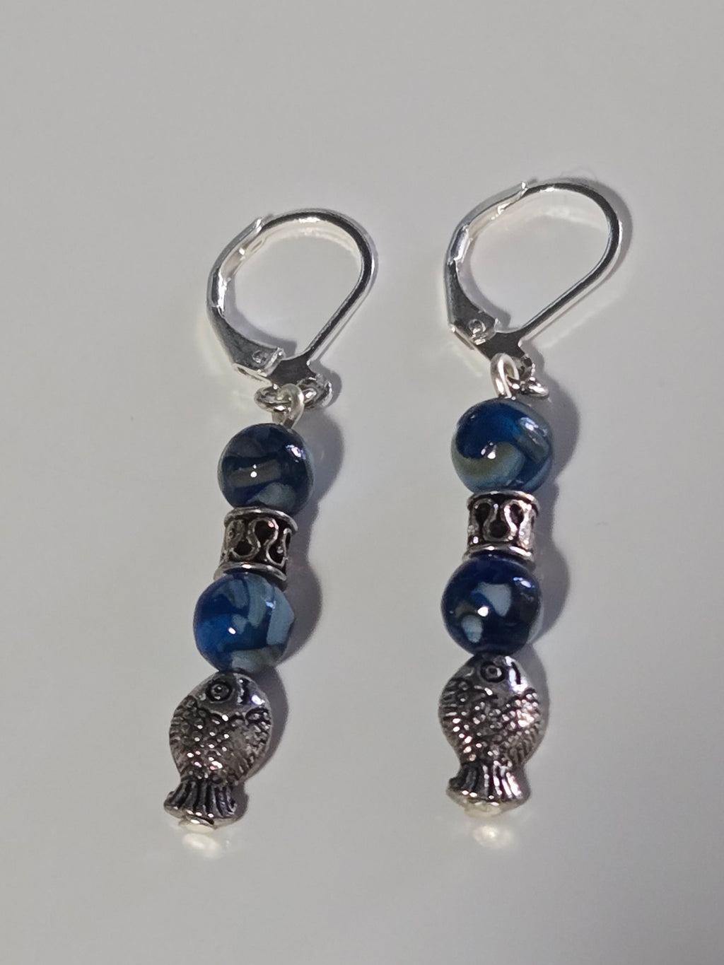 Blue Tide Jasper Fish Earrings