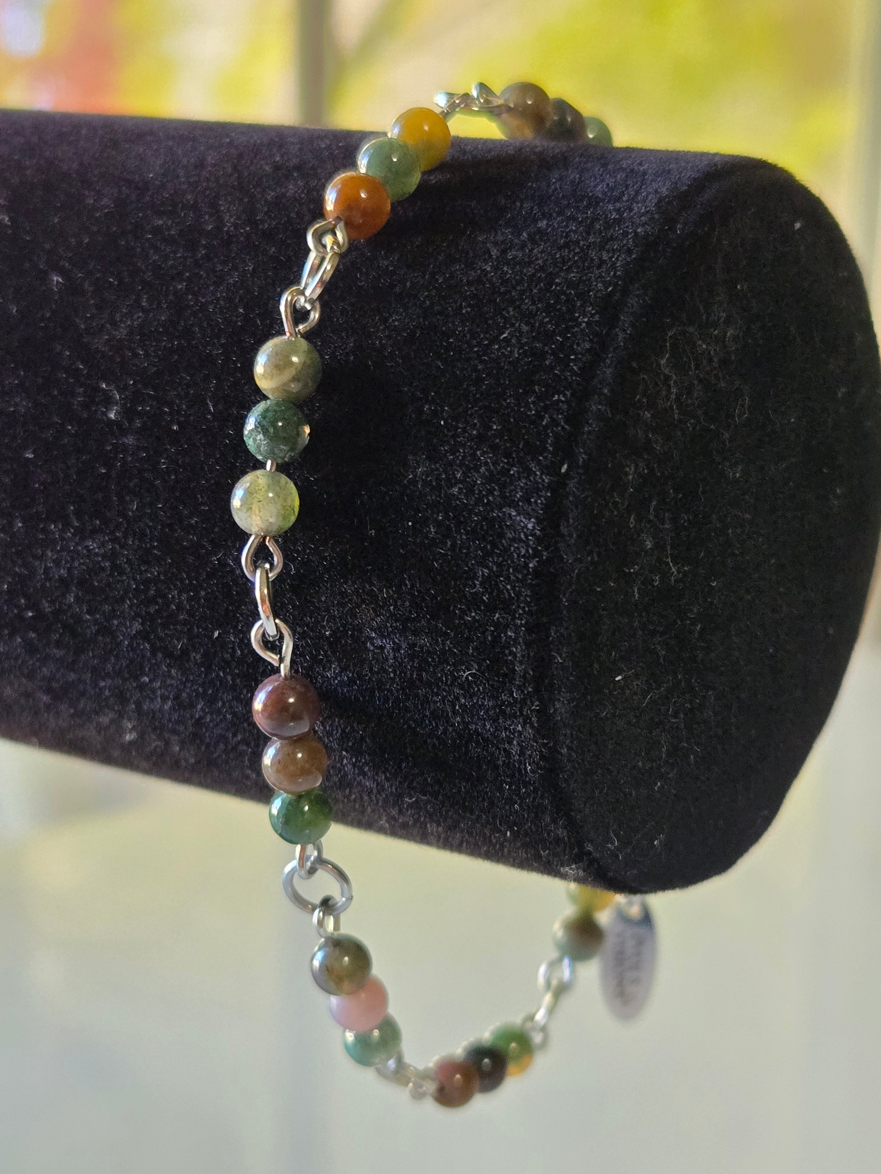 Moss Agate Chain Bracelet