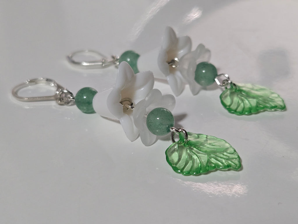 Spring Lily & Aventurine Earrings