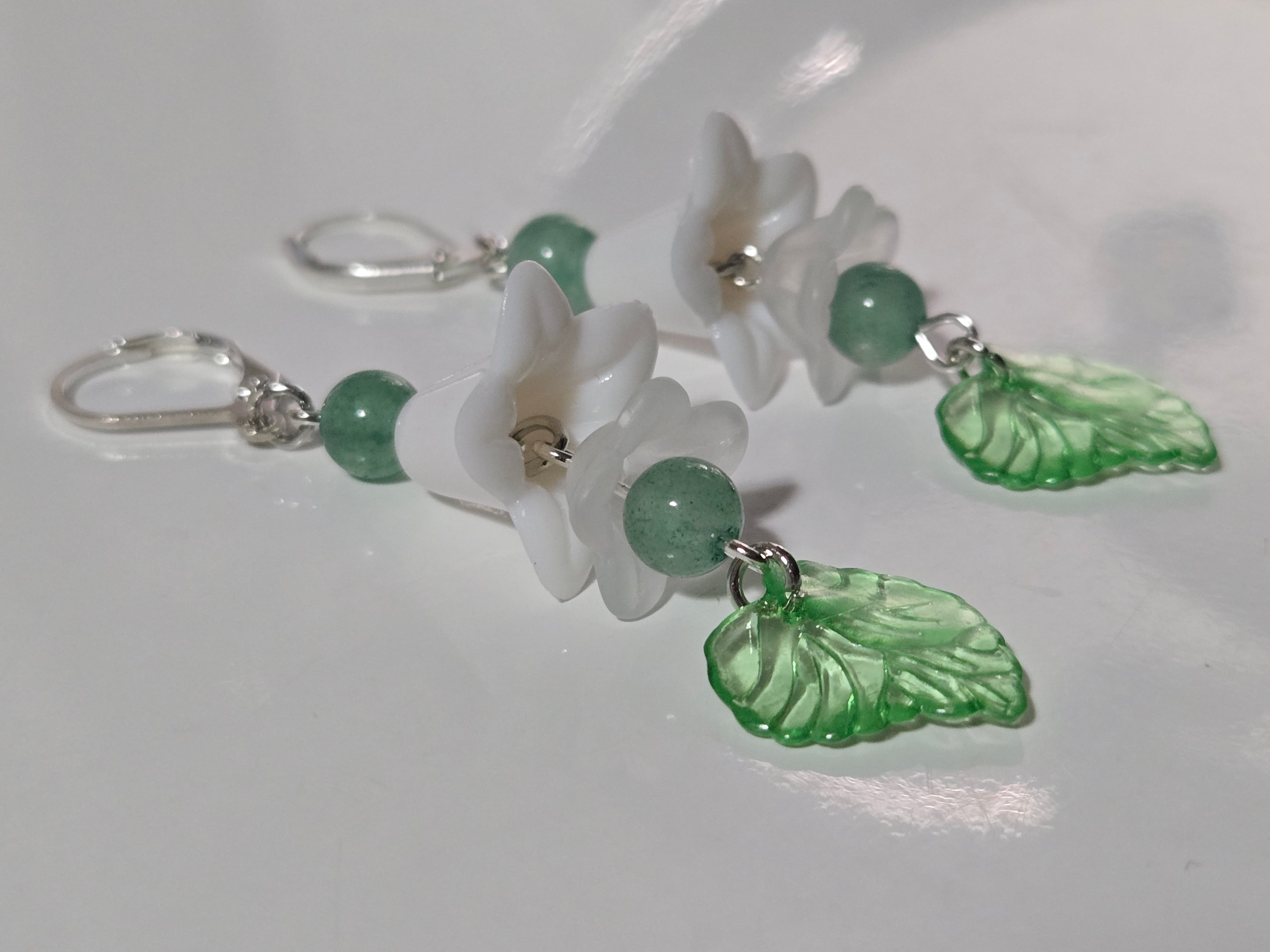 Spring Lily & Aventurine Earrings