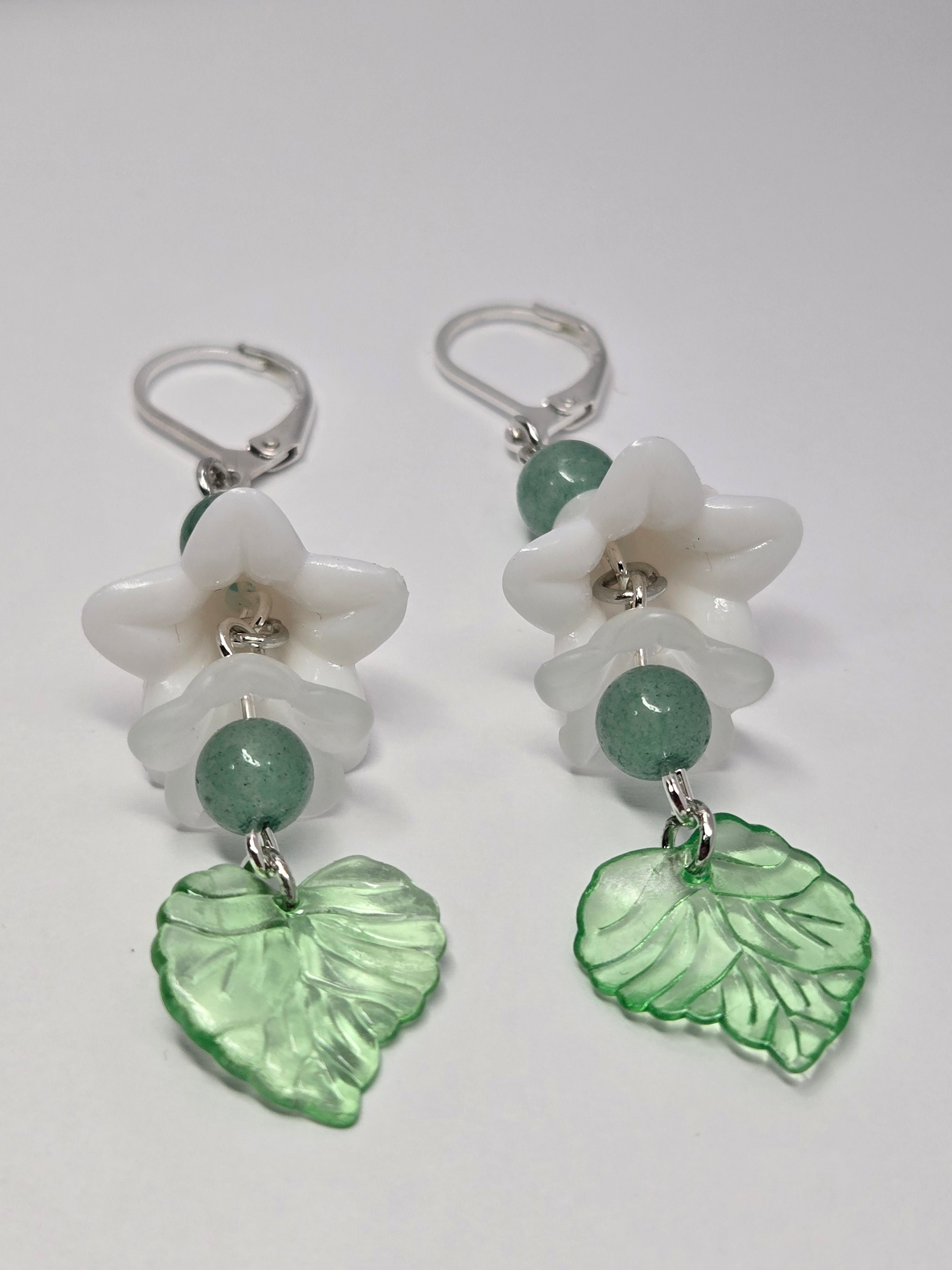 Spring Lily & Aventurine Earrings