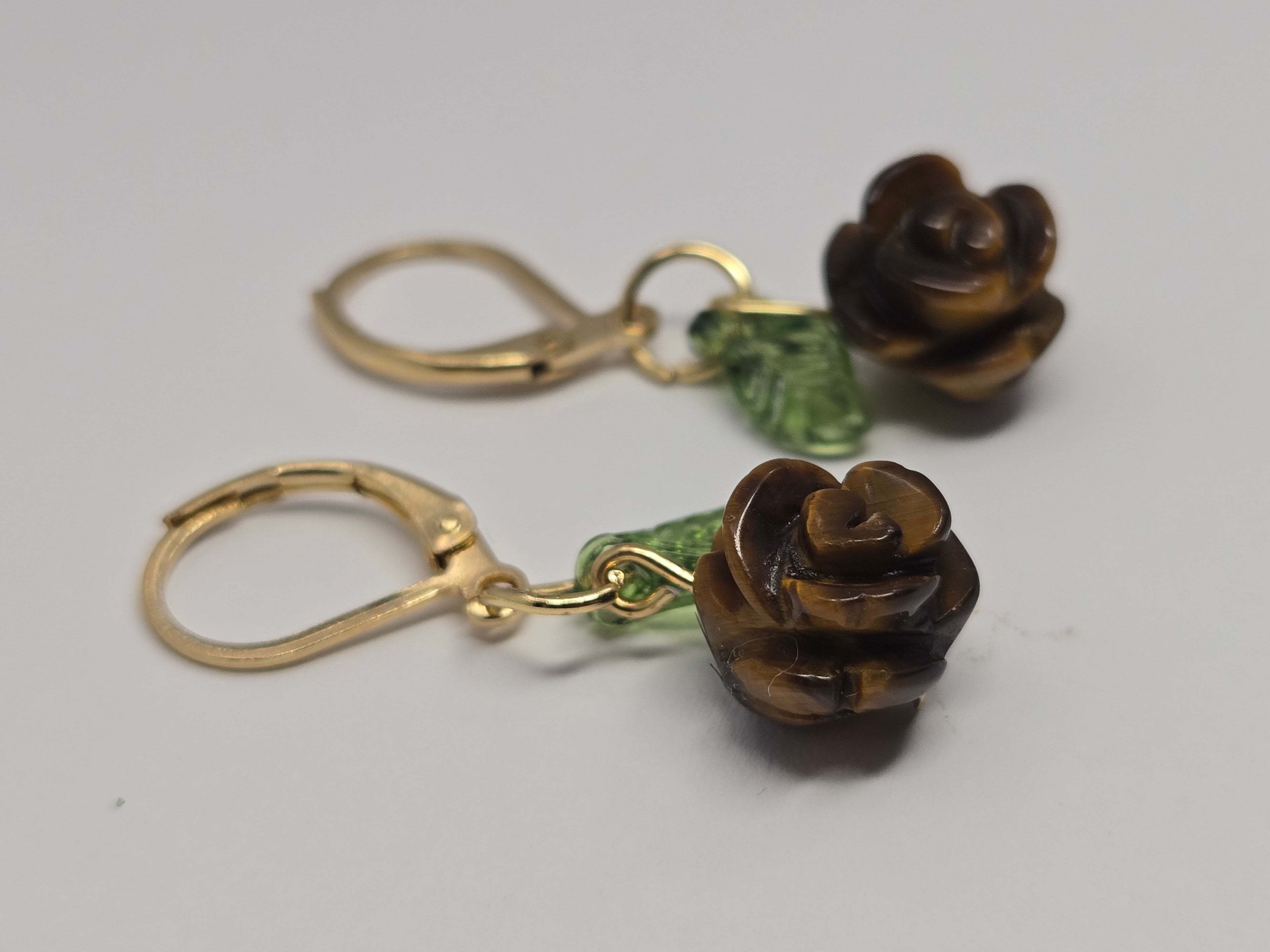 Tiger’s Eye Rose Earrings