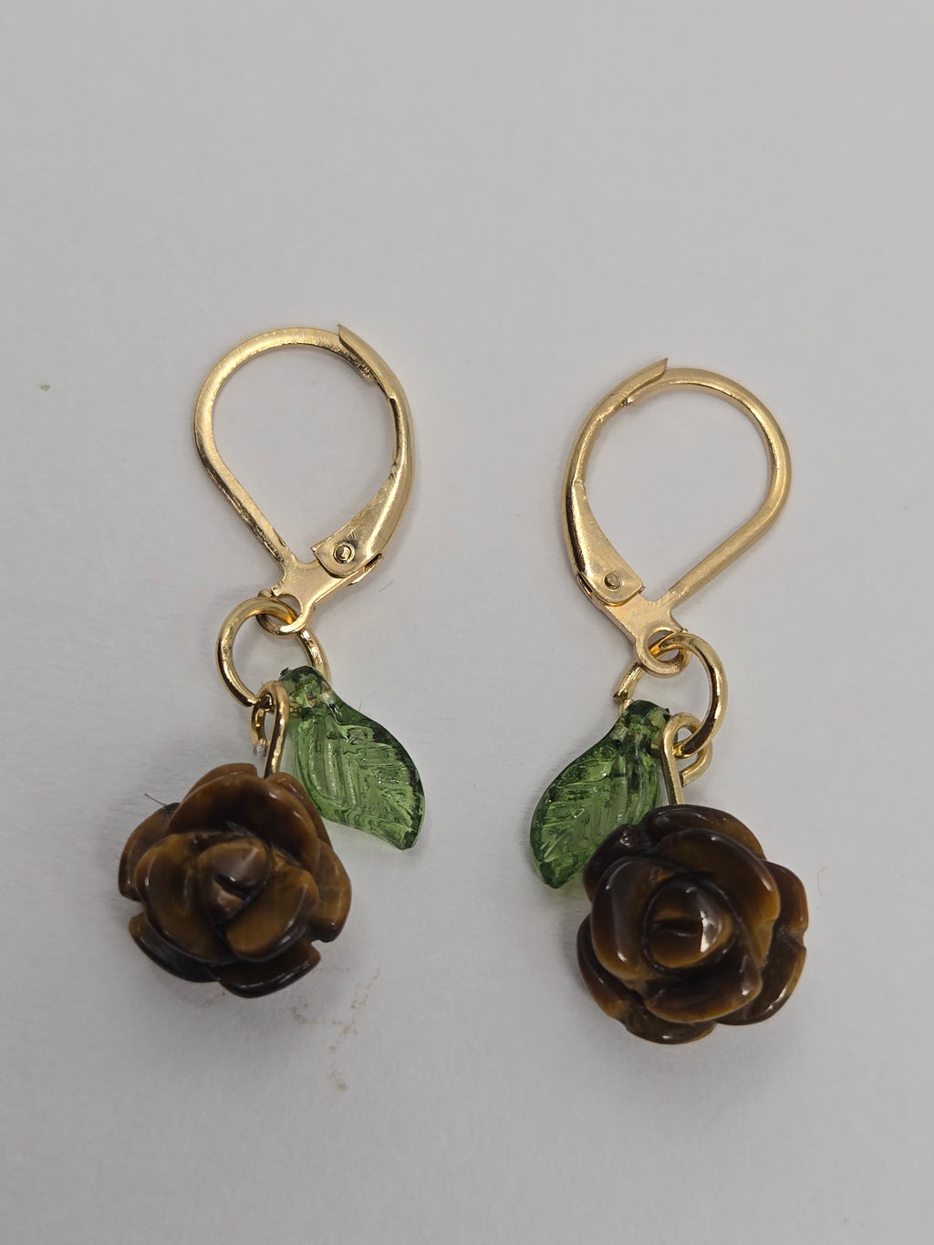 Tiger’s Eye Rose Earrings