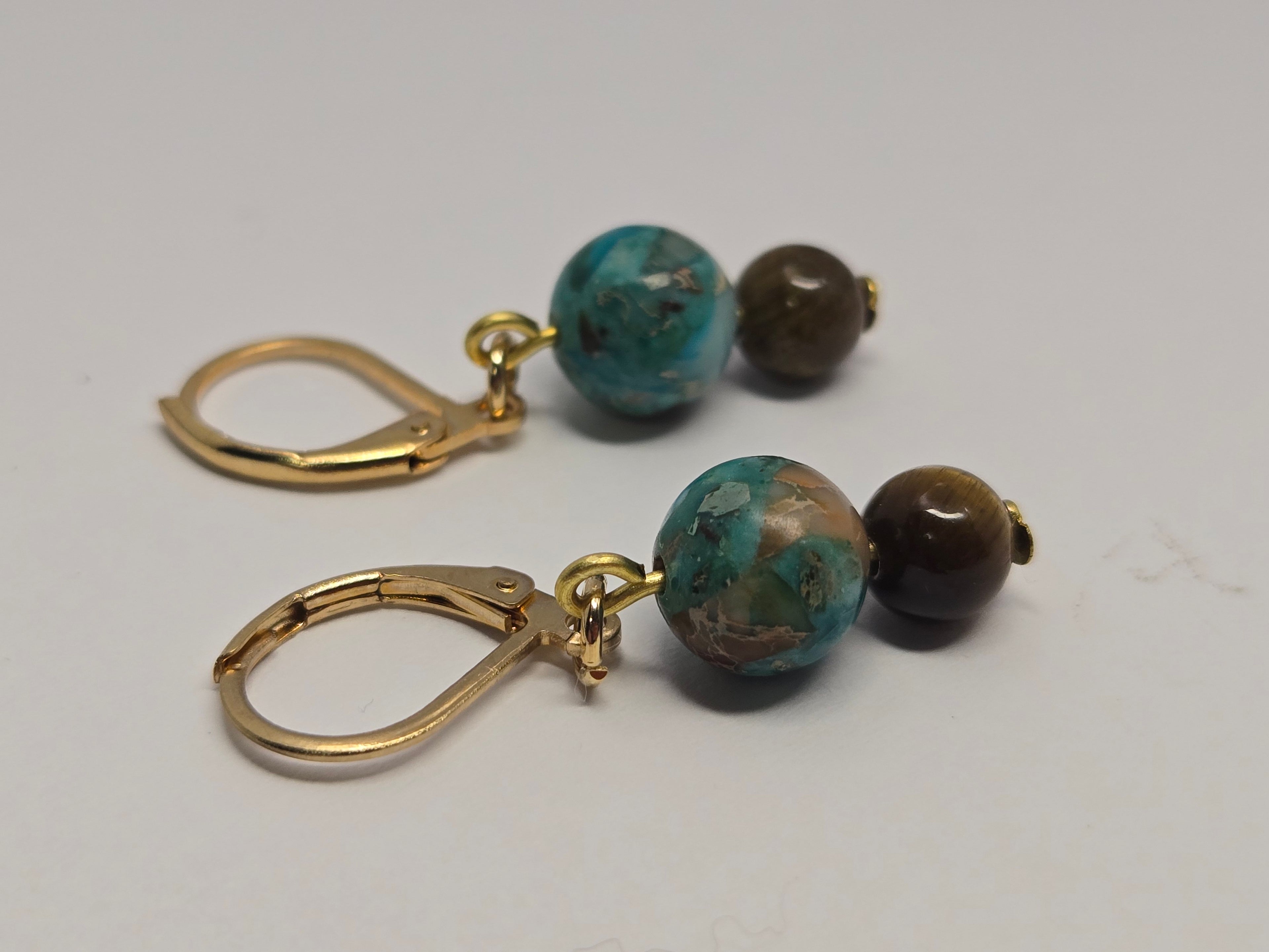 Tiger’s Eye & Imperial Jasper Earrings