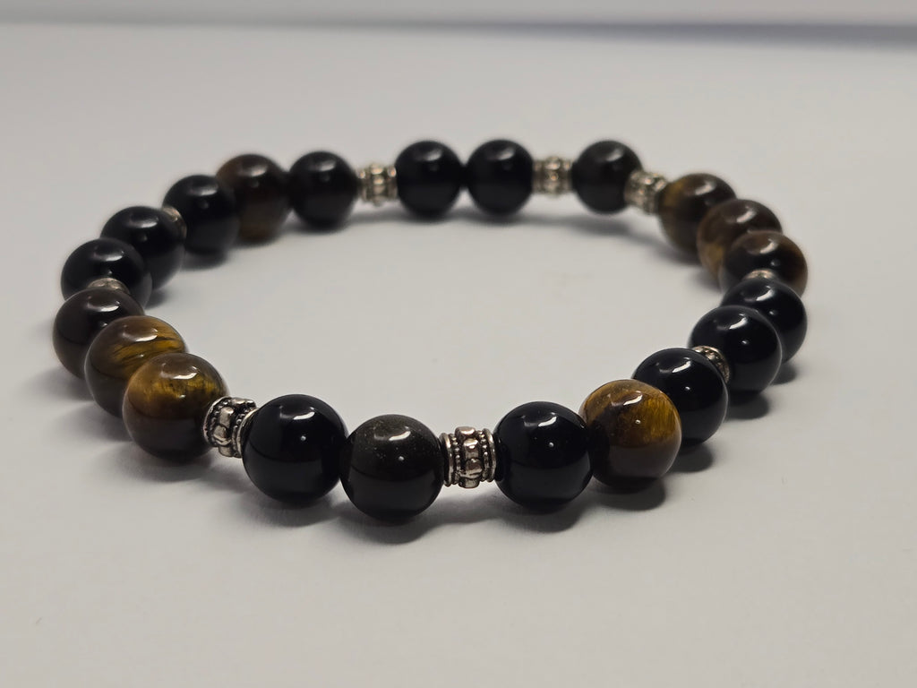 Black Glass + Tiger’s Eye Balance Bracelet