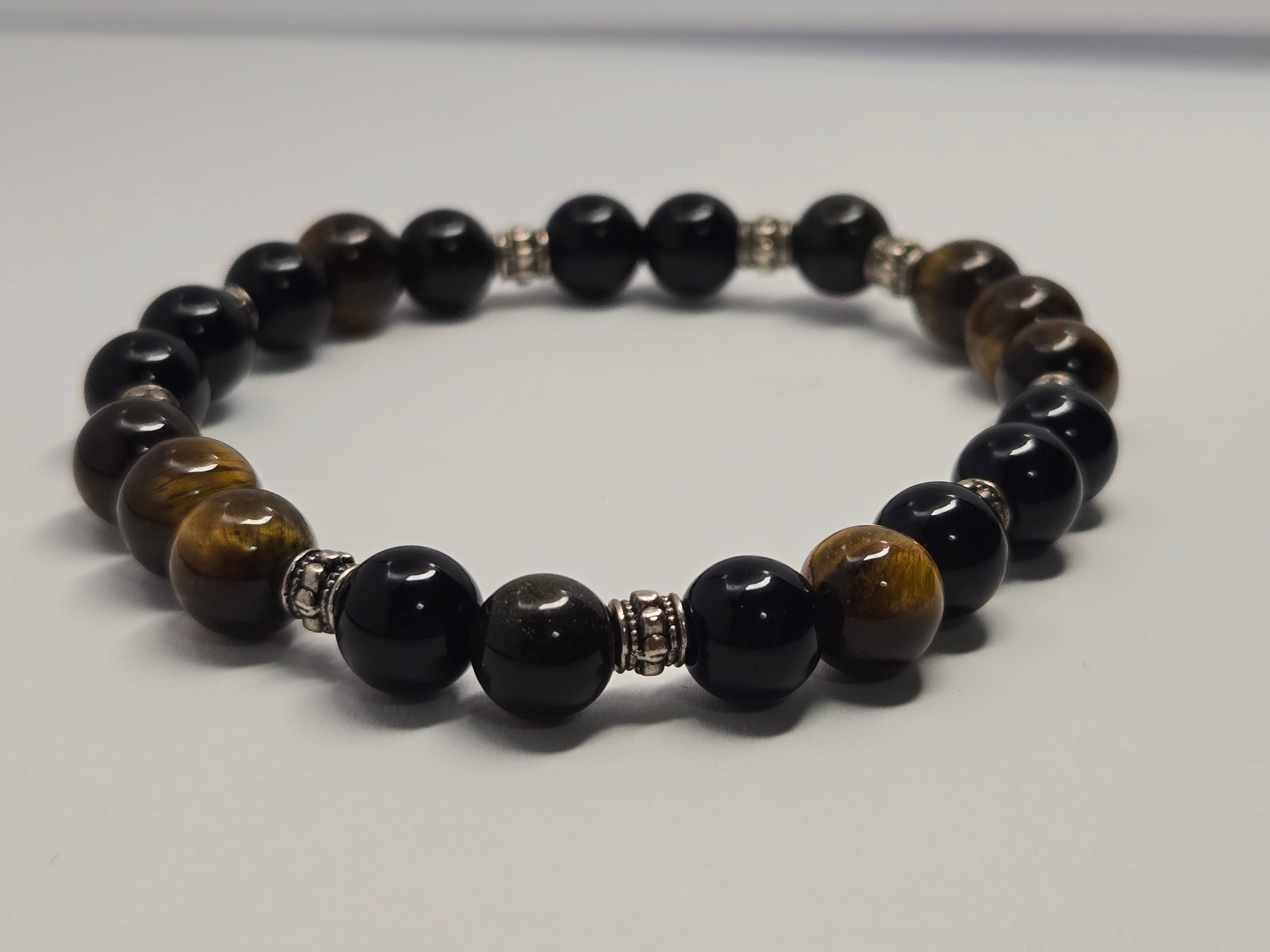 Black Glass + Tiger’s Eye Balance Bracelet