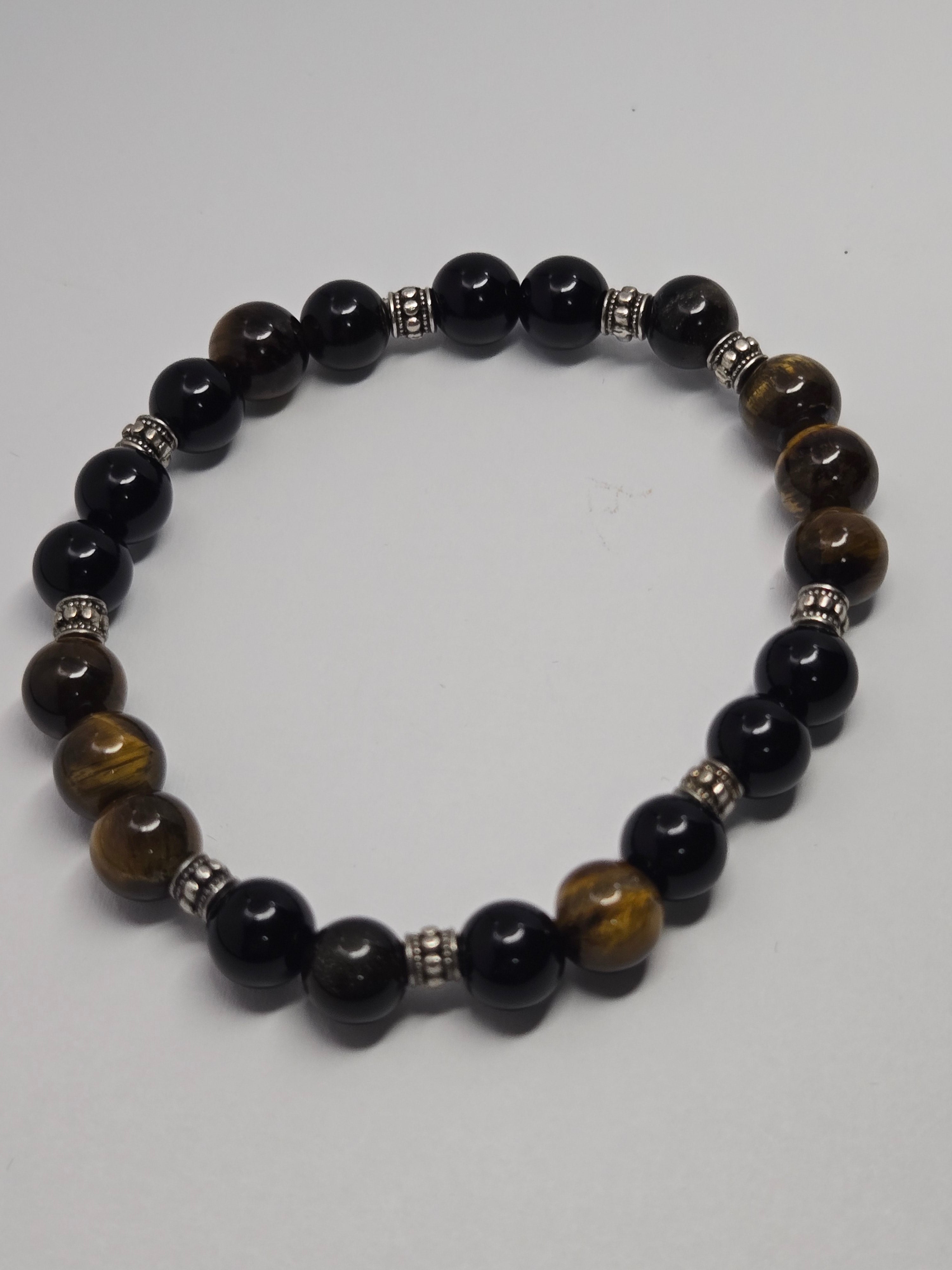 Black Glass + Tiger’s Eye Balance Bracelet