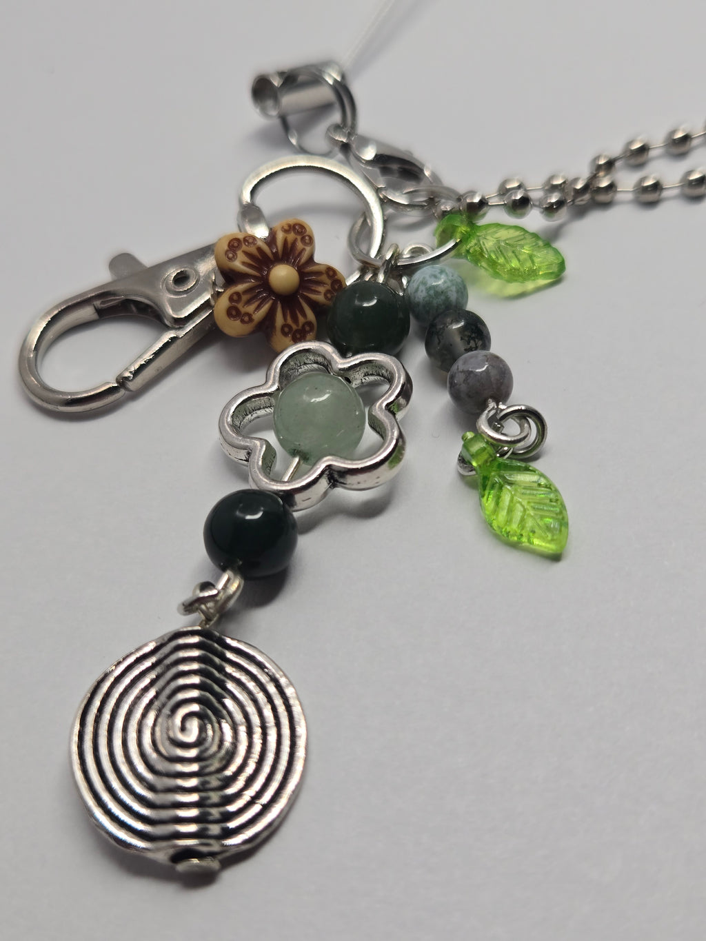 Moss Garden Spiral Charm Clip – Bag / Key / Phone Charm