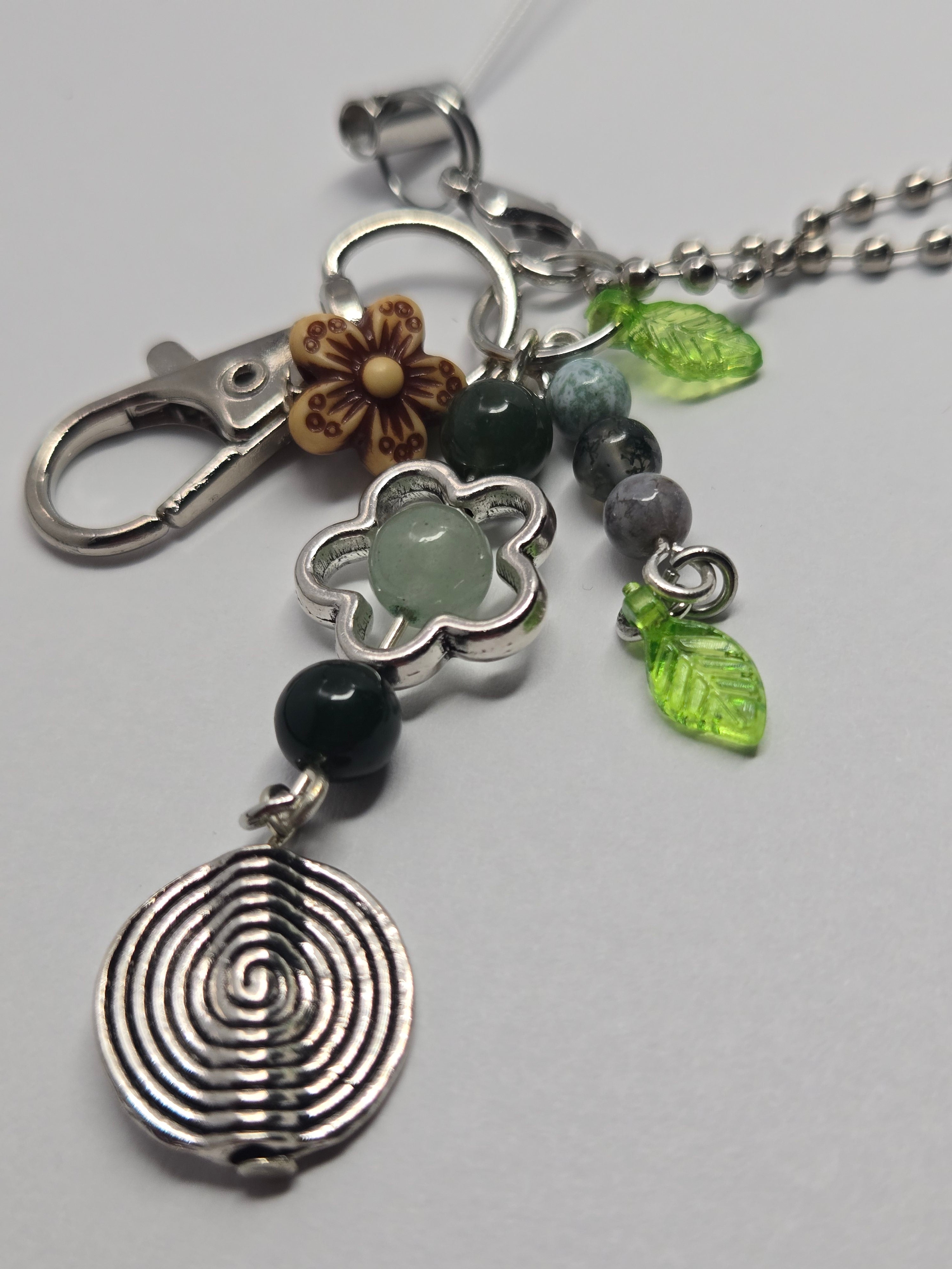 Moss Garden Spiral Charm Clip – Bag / Key / Phone Charm