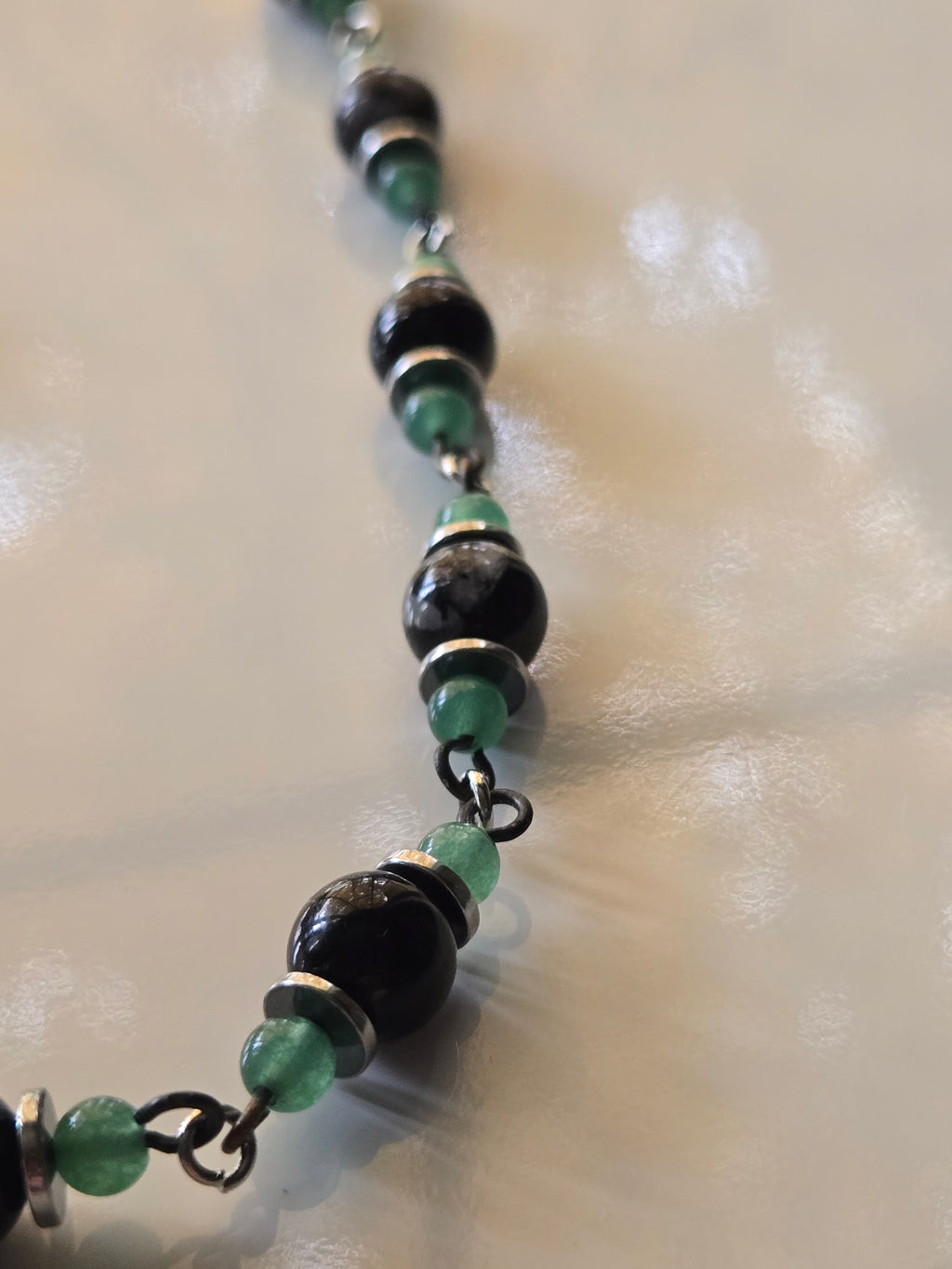 Black Agate + Aventurine Gunmetal Chain Necklace