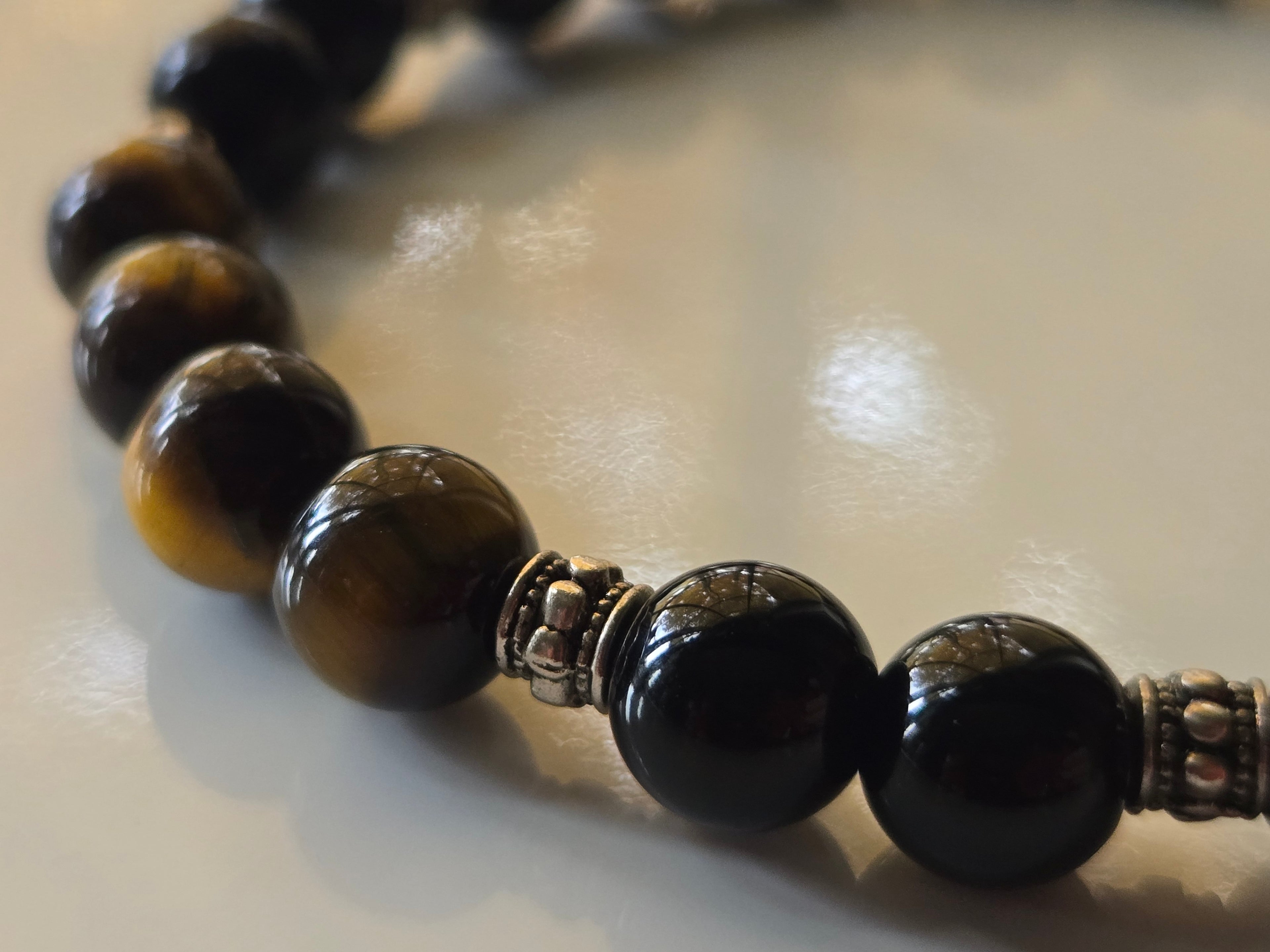 Black Glass + Tiger’s Eye Balance Bracelet