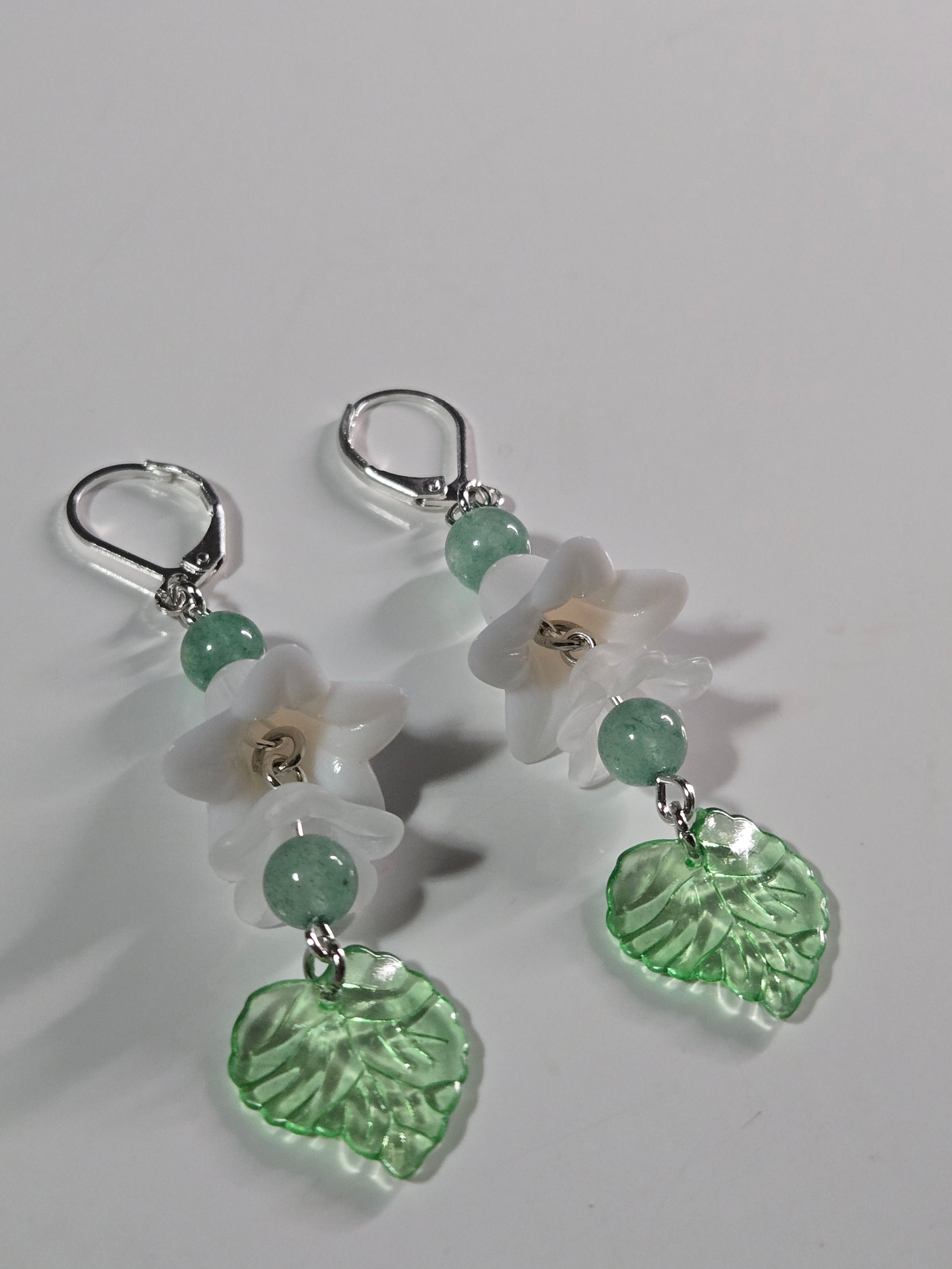 Spring Lily & Aventurine Earrings