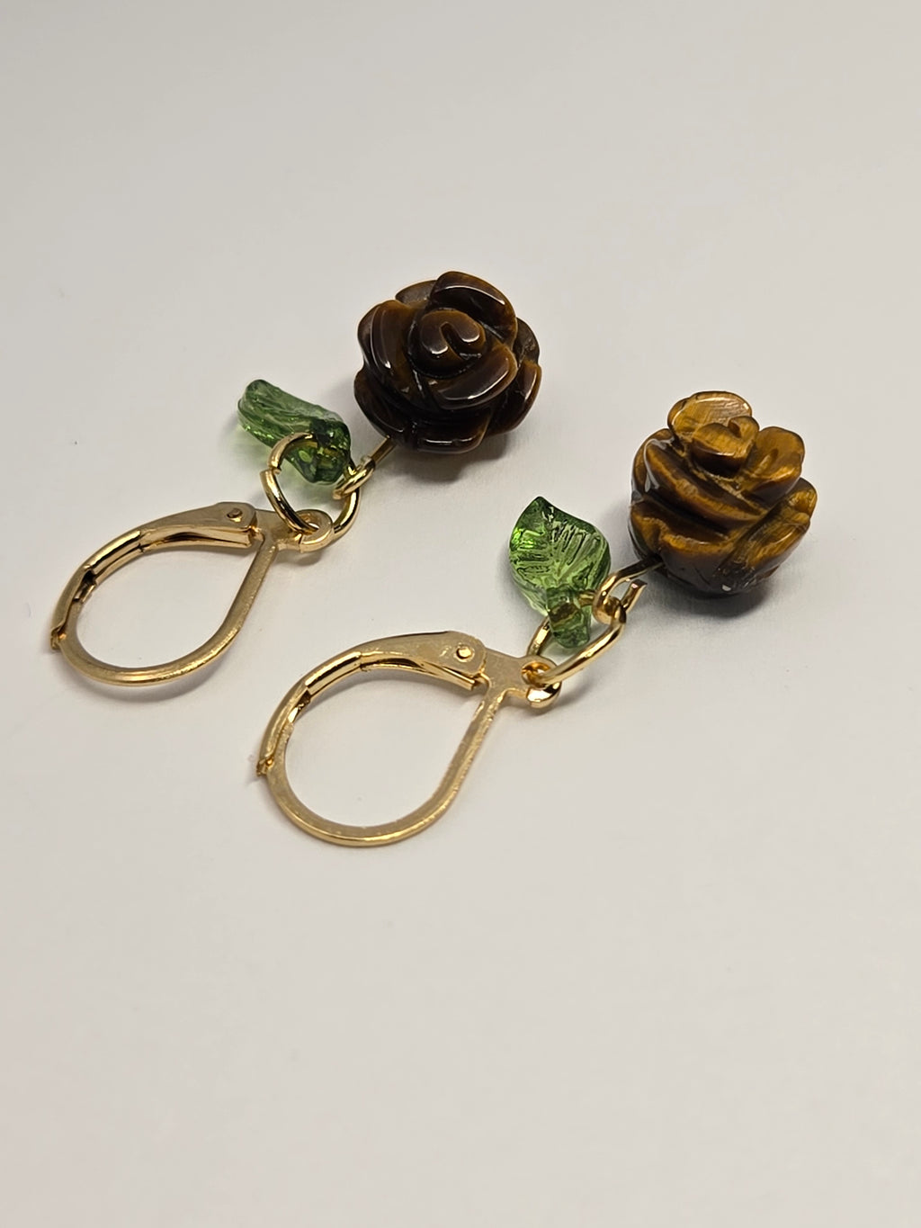 Tiger’s Eye Rose Earrings