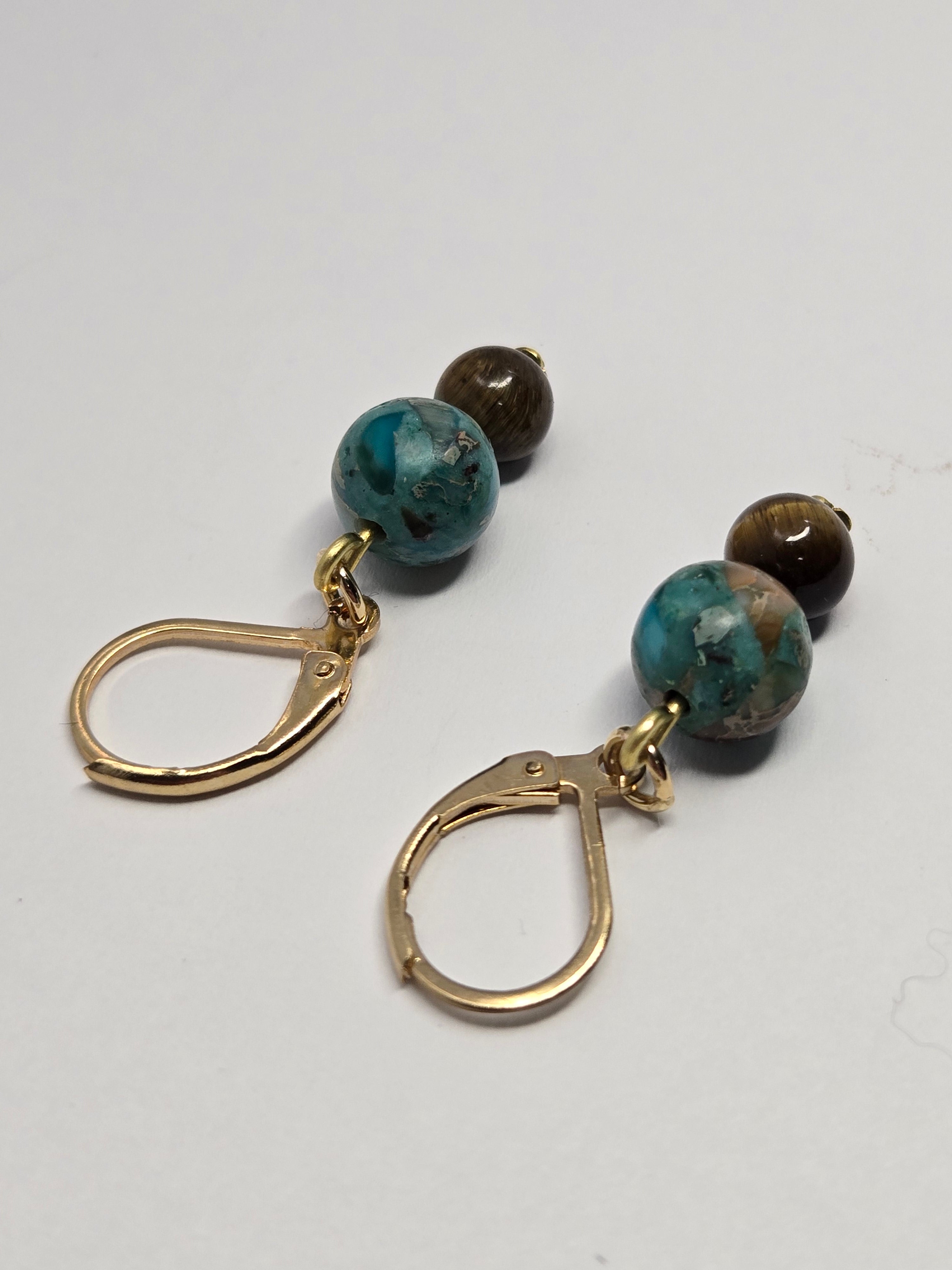 Tiger’s Eye & Imperial Jasper Earrings