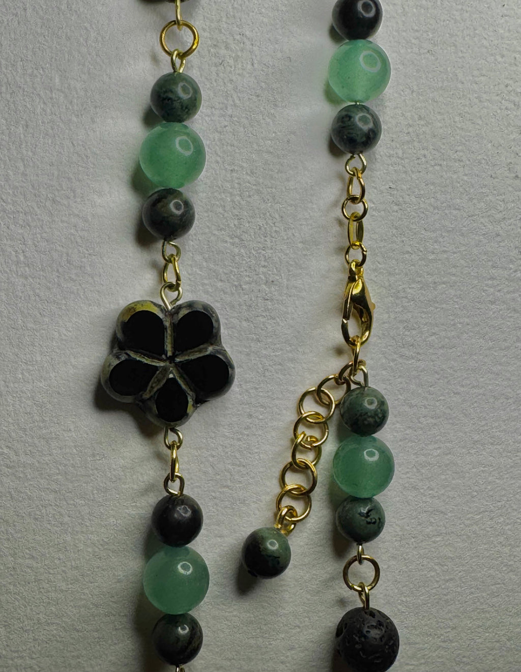 Black Jade Flower Necklace