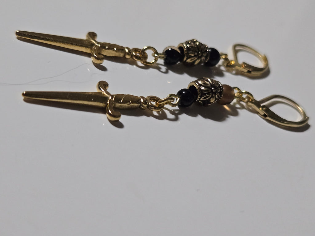 Midnight Blade Drop Earrings